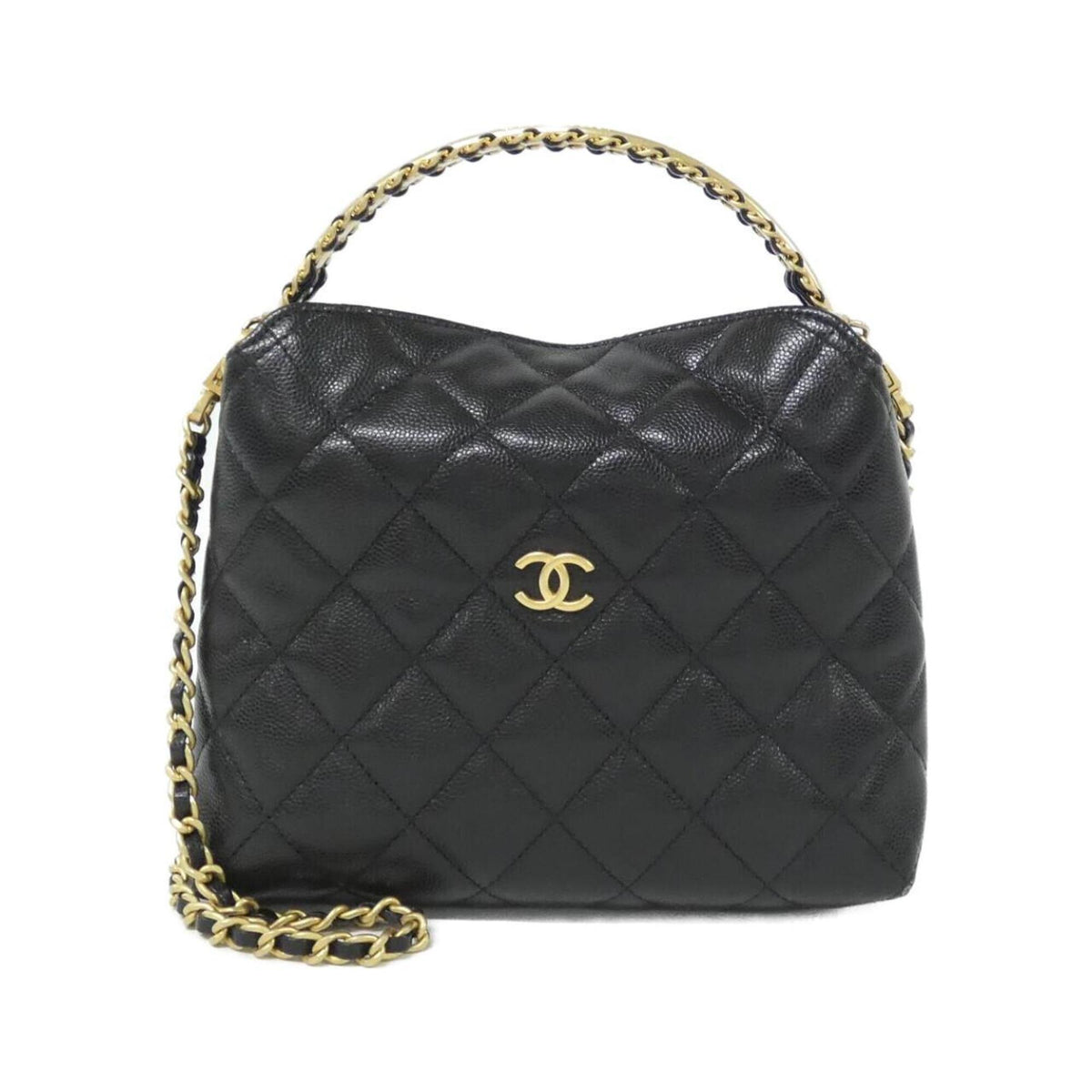 Chanel Black Grained Calfskin Handbag Shoulder Bag (Pre-Owned)