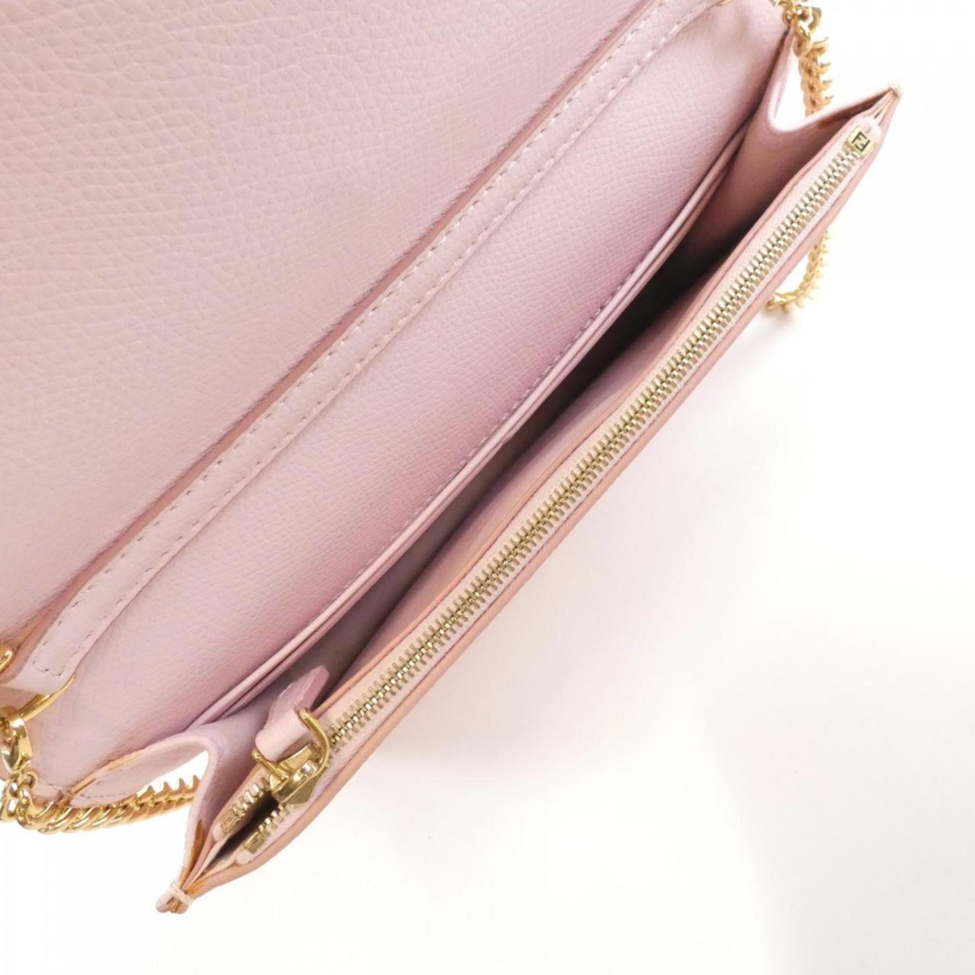 Fendi Light Pink Leather Chain/Shoulder Wallet (Pre-Owned)