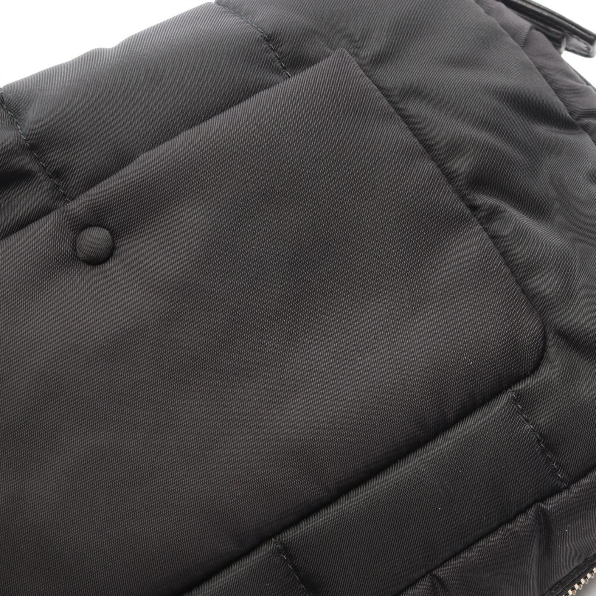 Prada Black Nylon Leather Handbag Shoulder Bag (Pre-Owned)