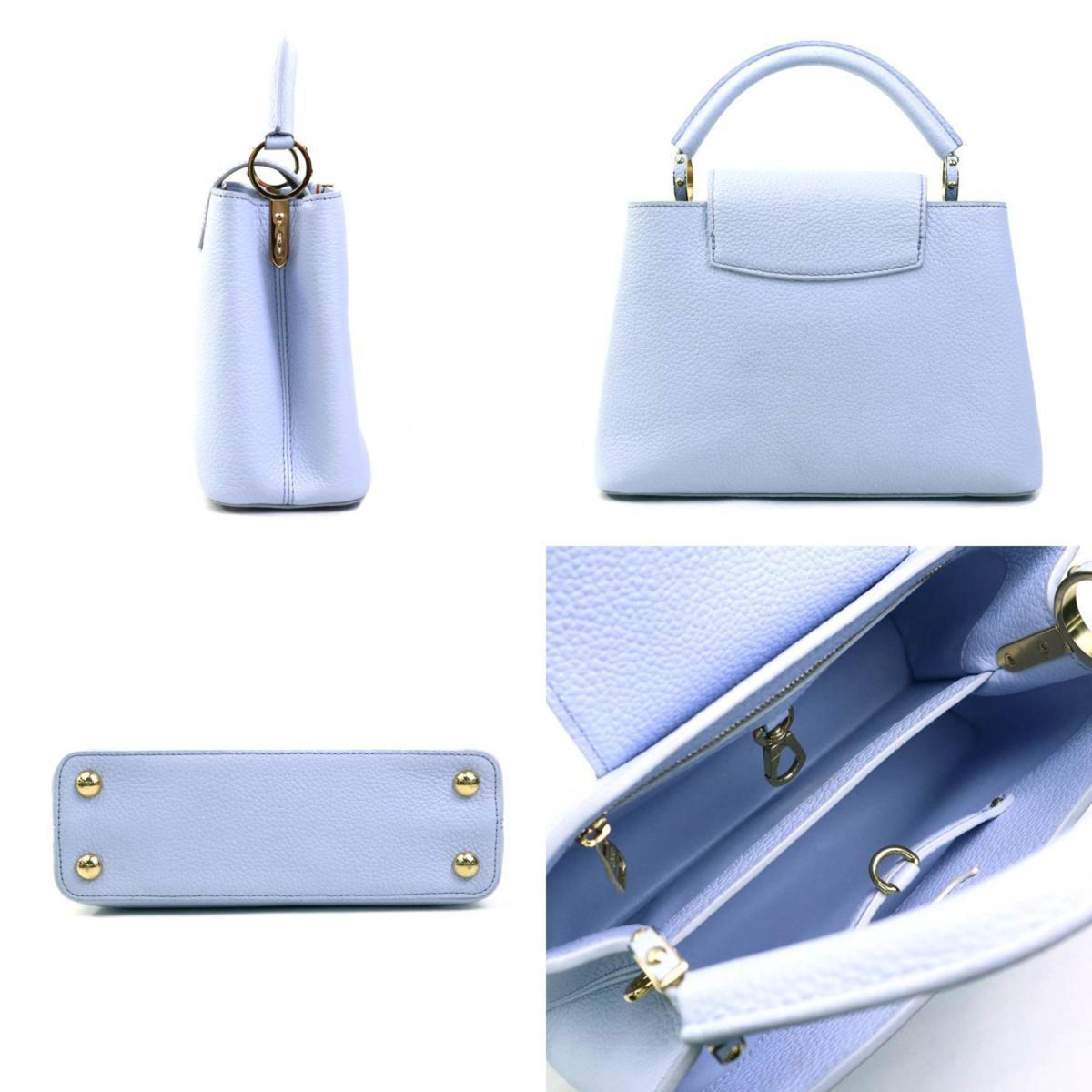 Louis Vuitton Ivory Light Purple Leather Handbag Shoulder Bag (Pre-Owned)