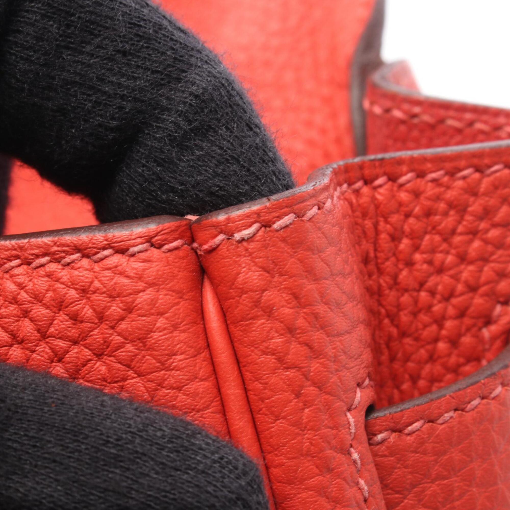 Hermes Red Color Togo Leather Leather Handbag (Pre-Owned)