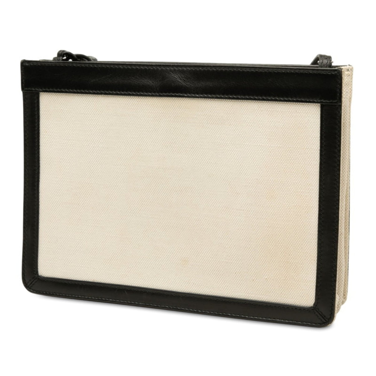 Balenciaga Beige Black Canvas Leather Shoulder Bag (Pre-Owned)