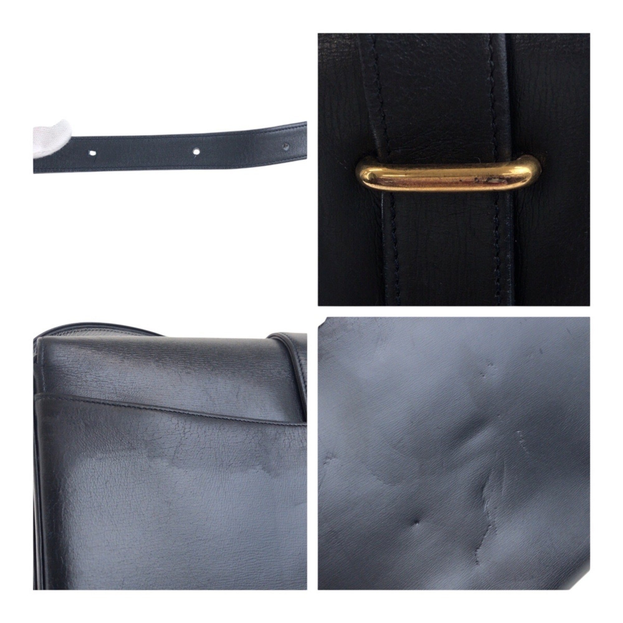 Cartier Sapphire Line Black Leather Pochette Shoulder Bag (Pre-Owned)