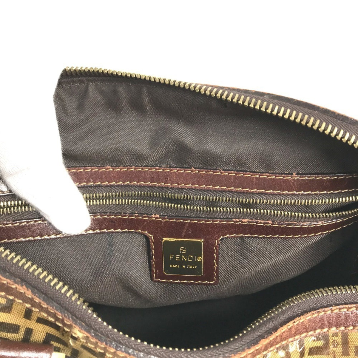 Fendi Brown Zucca Boston Bag Handbag (Pre-Owned)