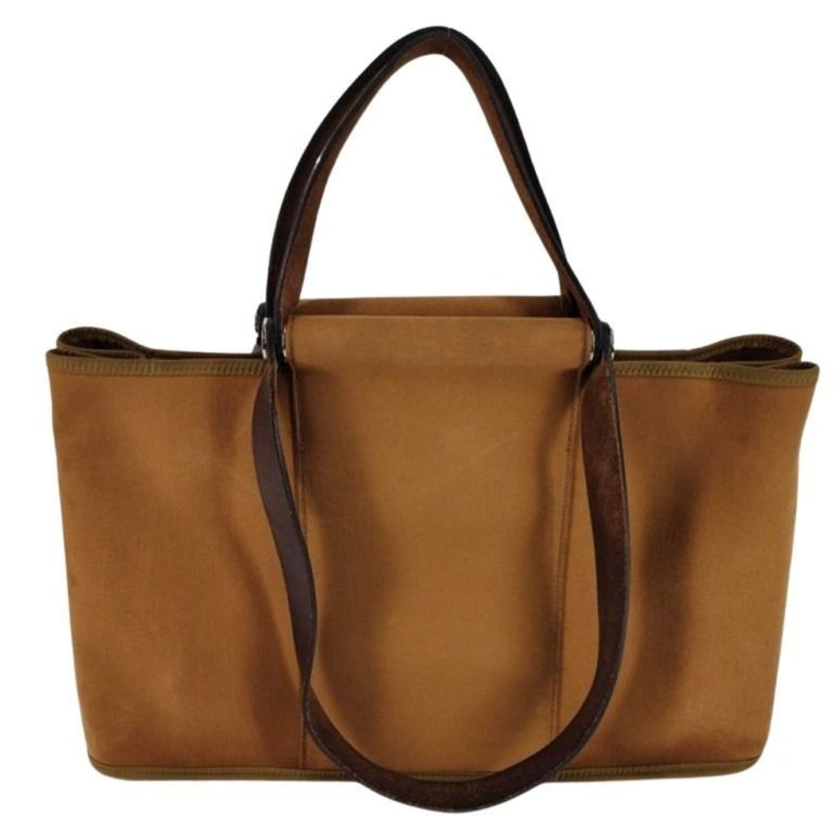 Hermes Brown Canvas Leather Shoulder Bag (Pre-Owned)