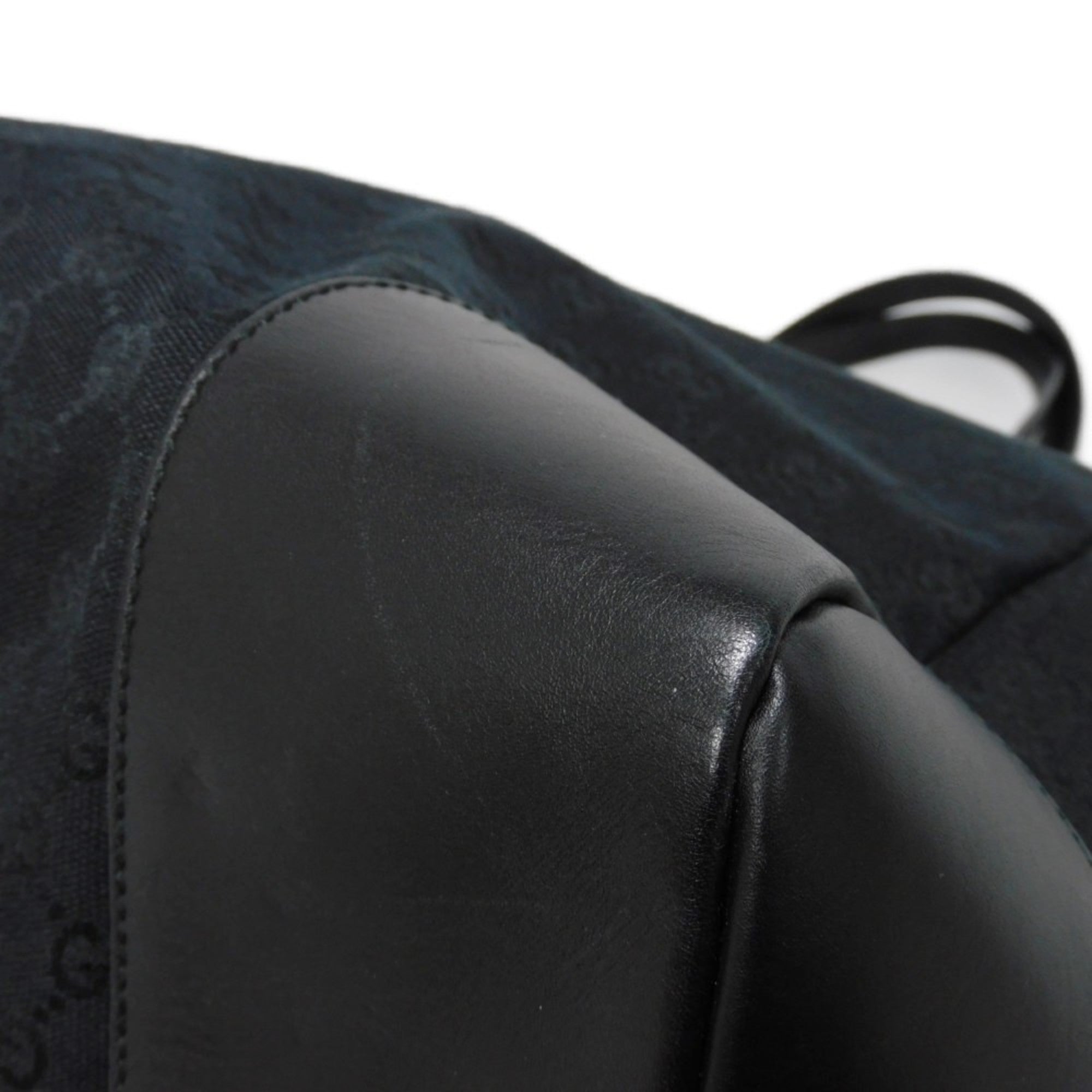 Gucci Black Gg Canvas Leather Shoulder Bag Tote Bag (Pre-Owned)