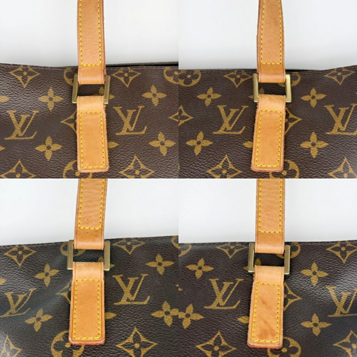 Louis Vuitton Brown Monogram Canvas Leather Shoulder Bag Tote Bag (Pre-Owned)