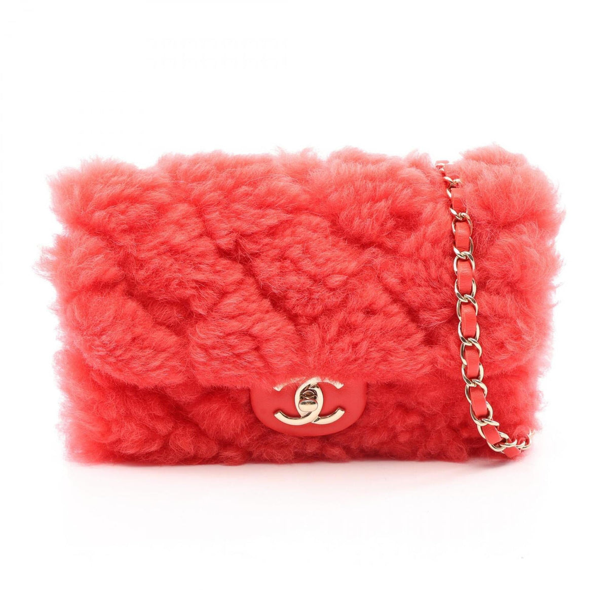 Chanel Red Color Leather Handbag Shoulder Bag (Pre-Owned)