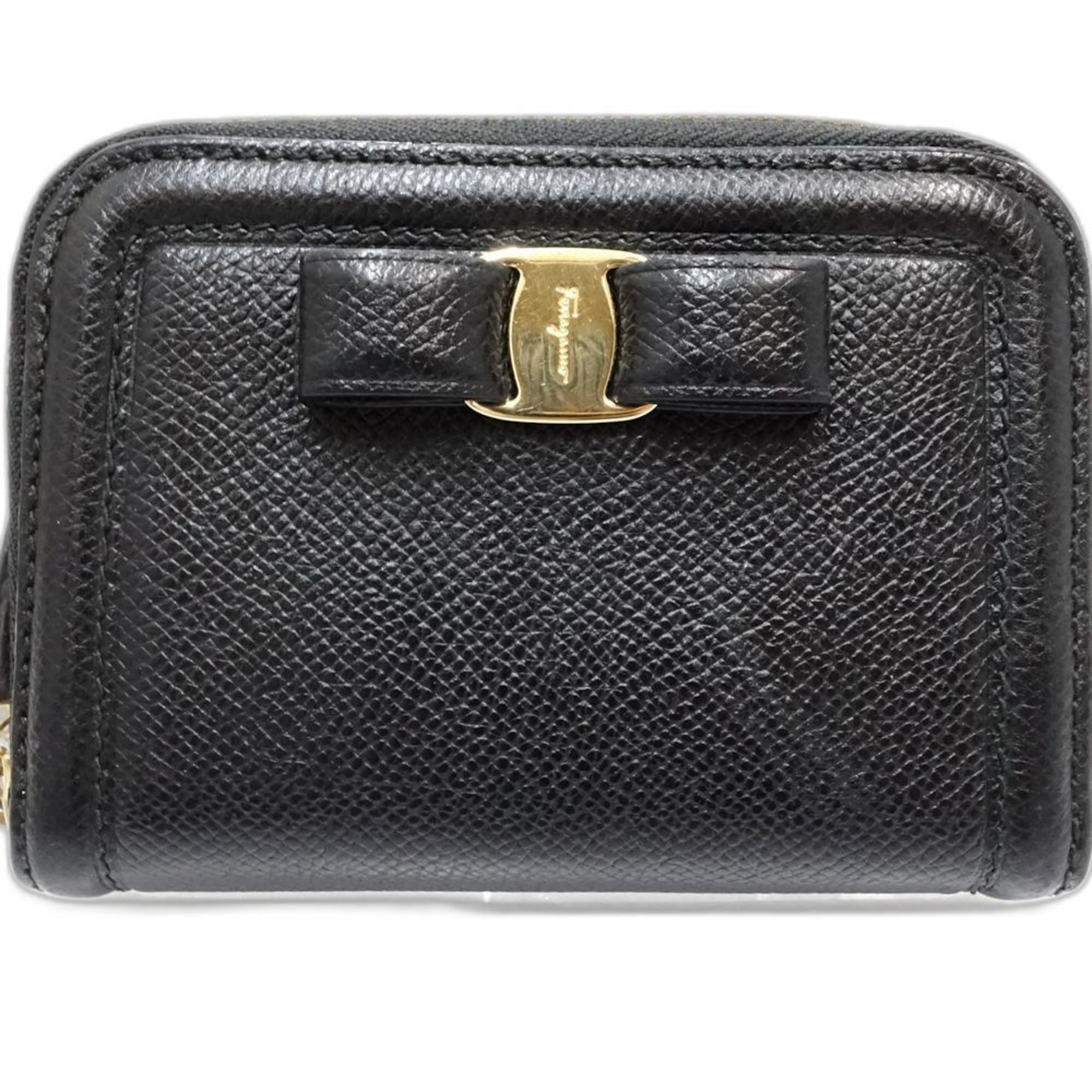 Salvatore Ferragamo Black Leather Coin Purse/Coin Case (Pre-Owned)