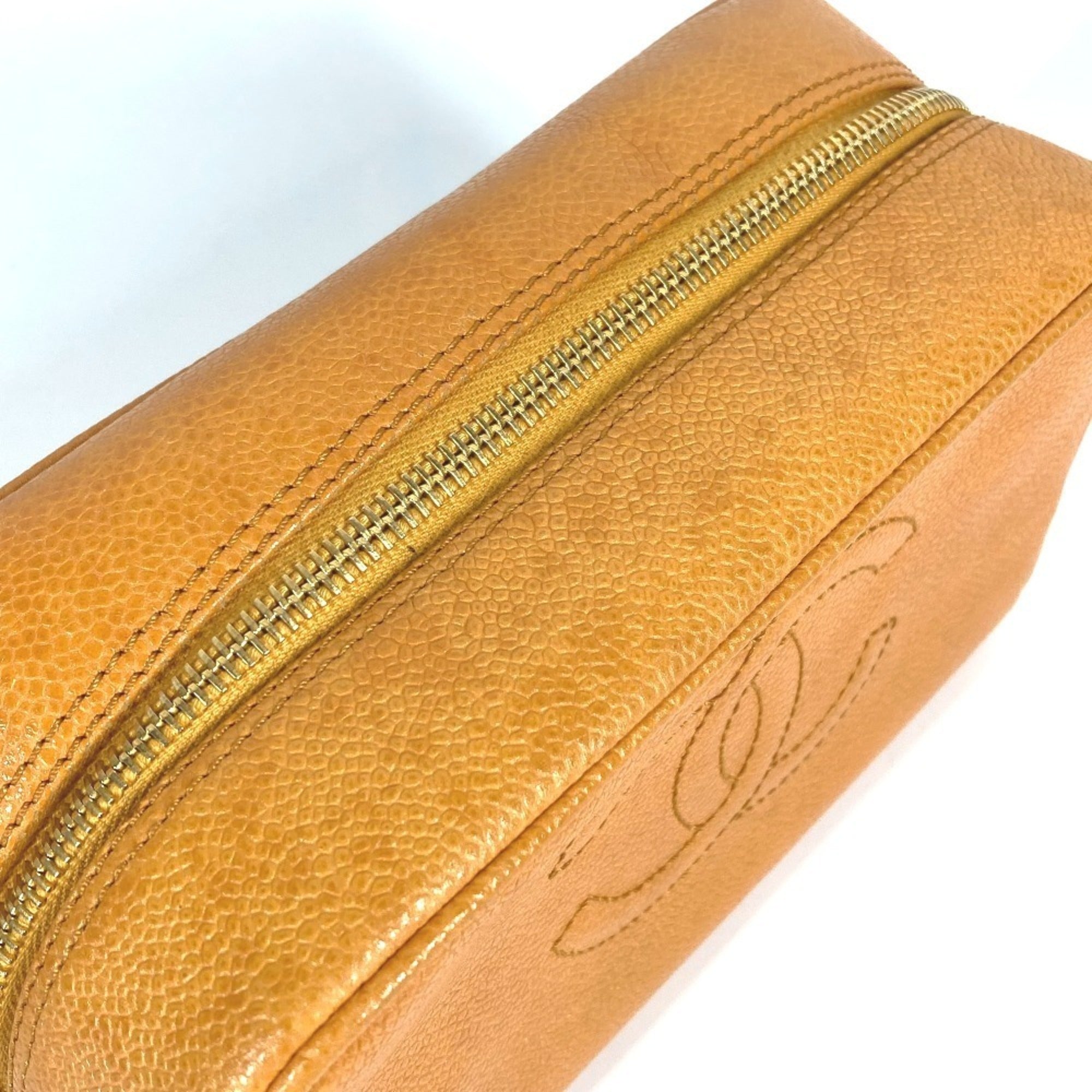 Chanel Orange Yellow Grained Calfskin Pouch (Pre-Owned)