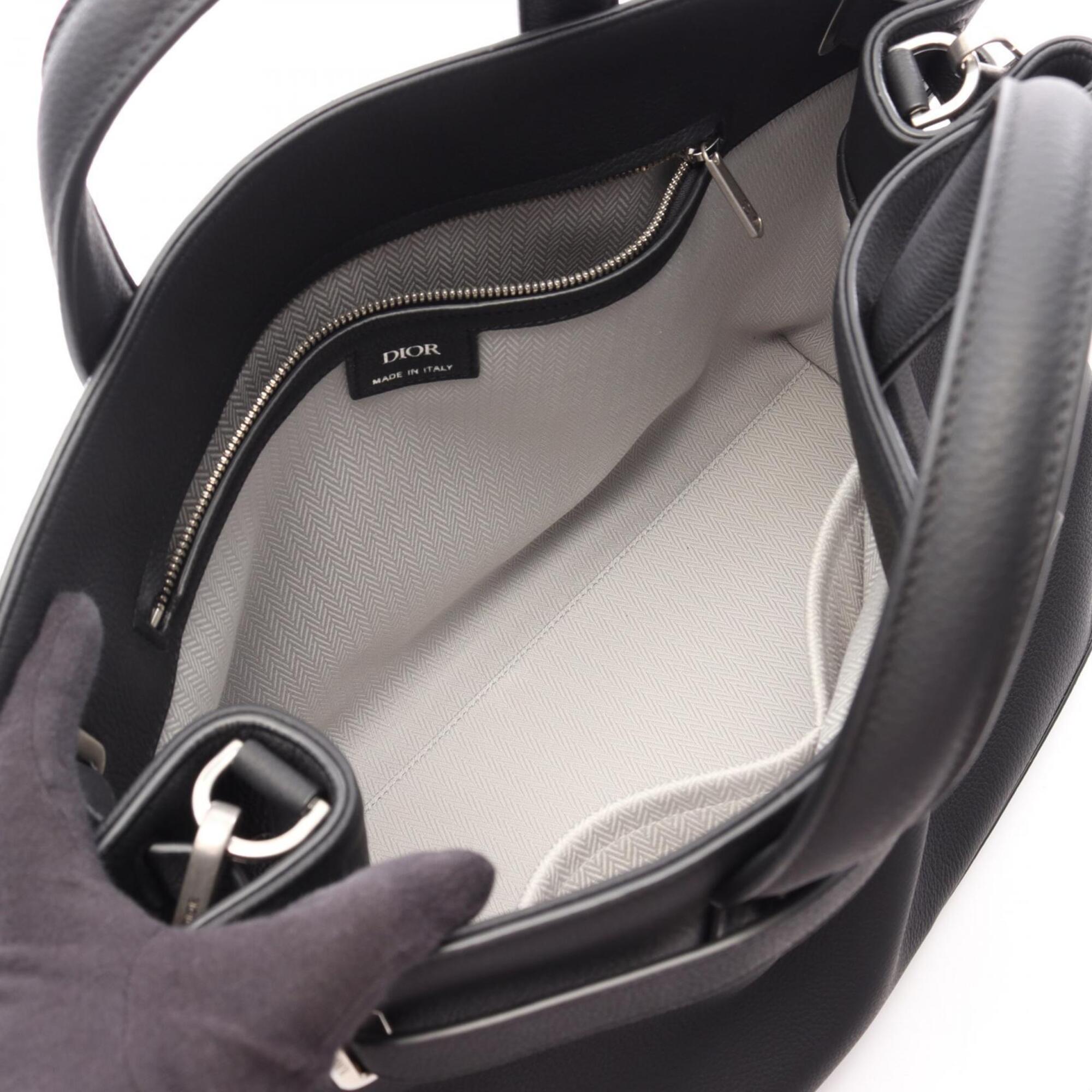 Christian Dior Black Leather Handbag Tote Bag (Pre-Owned)