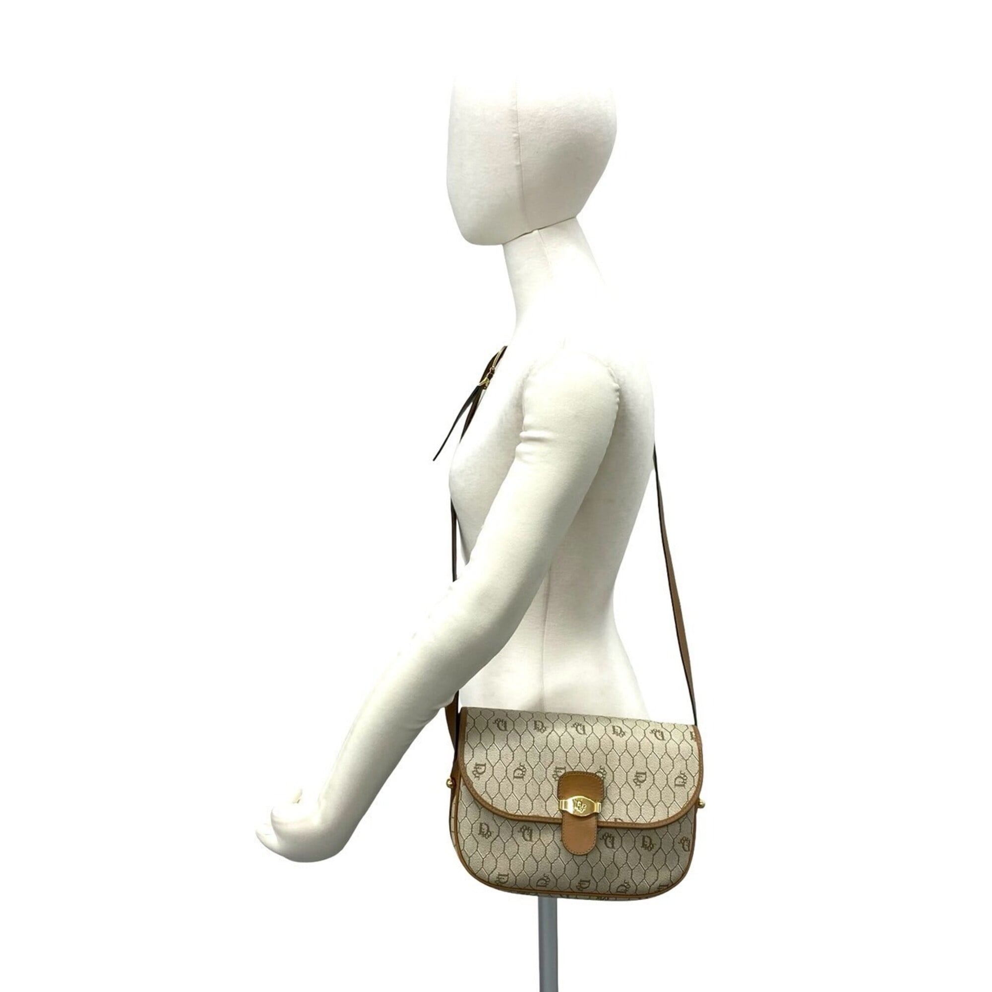 Christian Dior Beige Brown Leather Pvc Pochette Shoulder Bag (Pre-Owned)