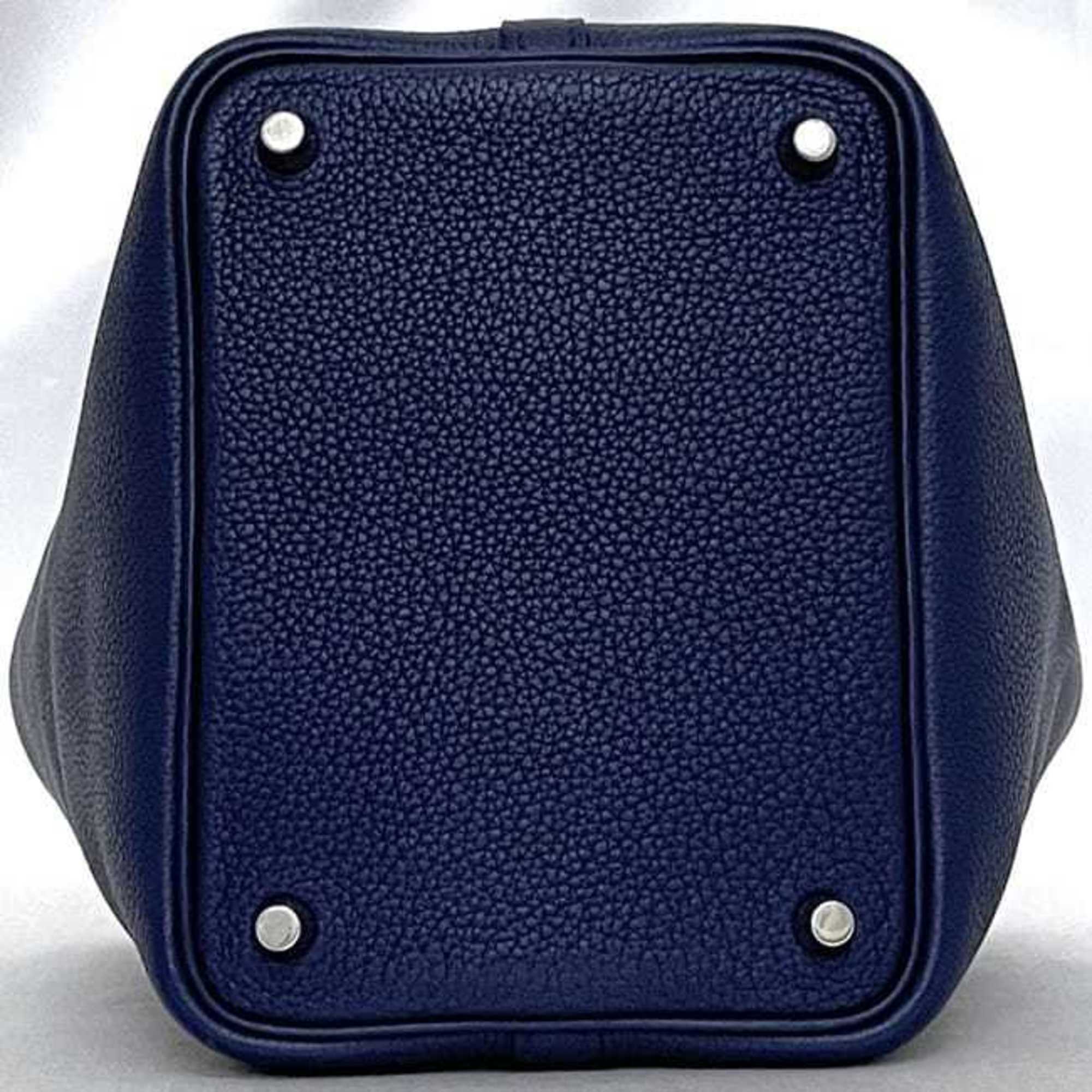 Hermes Blue Nuit Navy Leather Taurillon Clemence Leather Handbag (Pre-Owned)