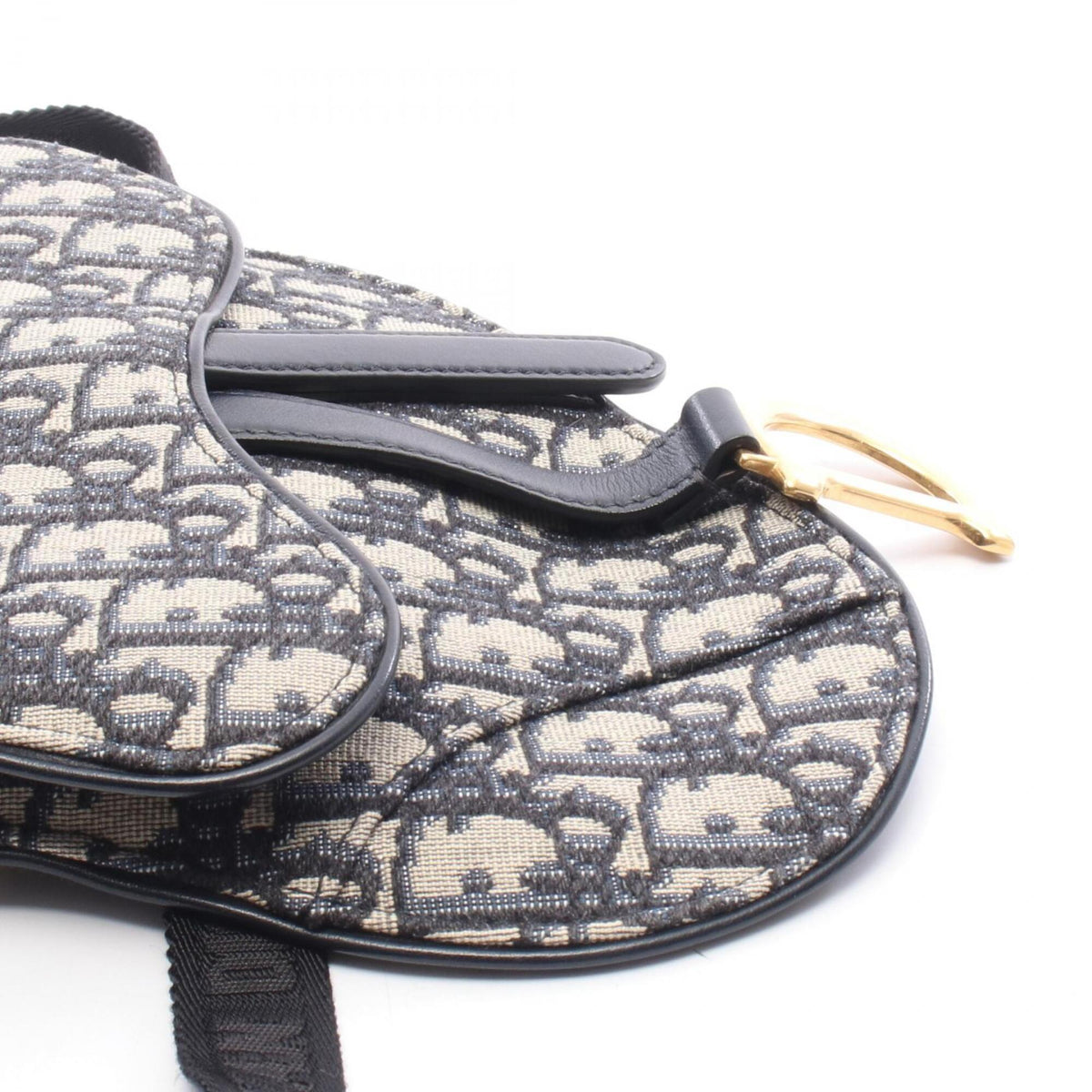 Christian Dior Beige Navy Canvas Leather Fanny Pack Handbag Saddle Bag (Pre-Owned)