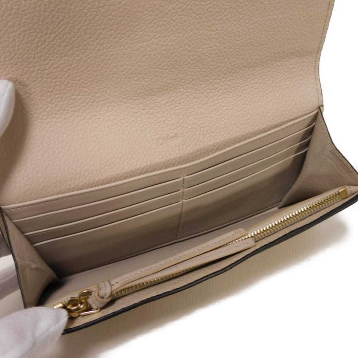 Chloé Gray Leather Long Wallet (Bi-Fold) (Pre-Owned)