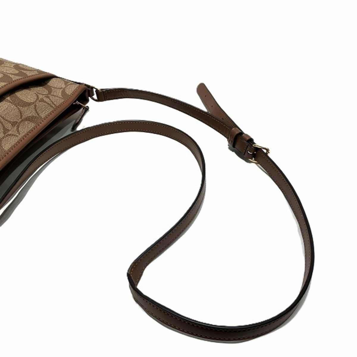 Coach Brown Signature Line Pvc Leather Handbag Shoulder Bag (Pre-Owned)