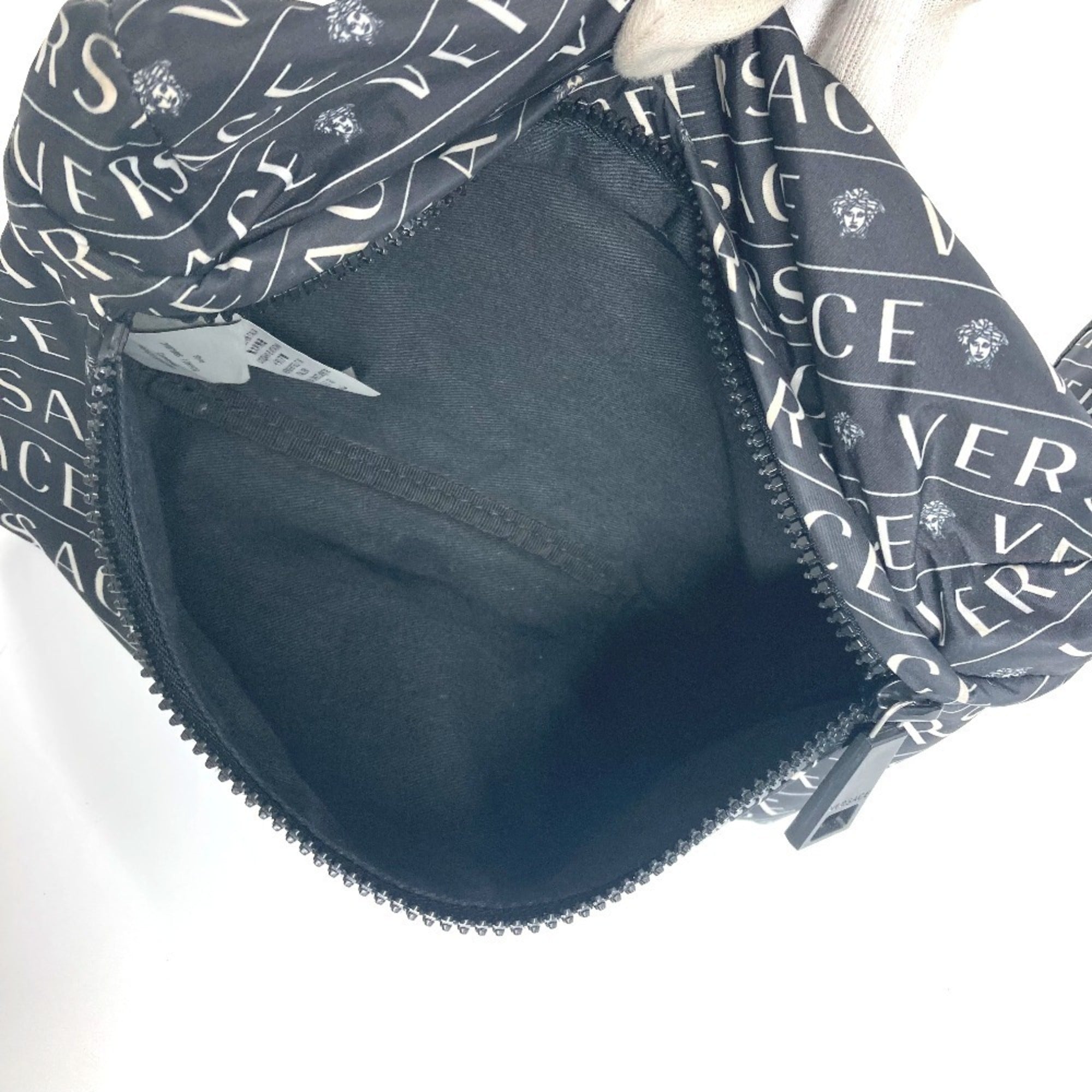 Versace Black White Nylon Fanny Pack Sling Bag (Pre-Owned)