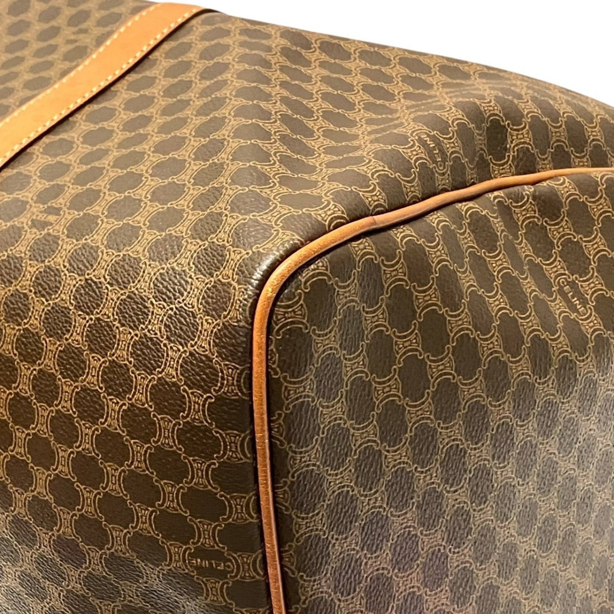Celine Macadam Brown Leather Boston Bag (Pre-Owned)