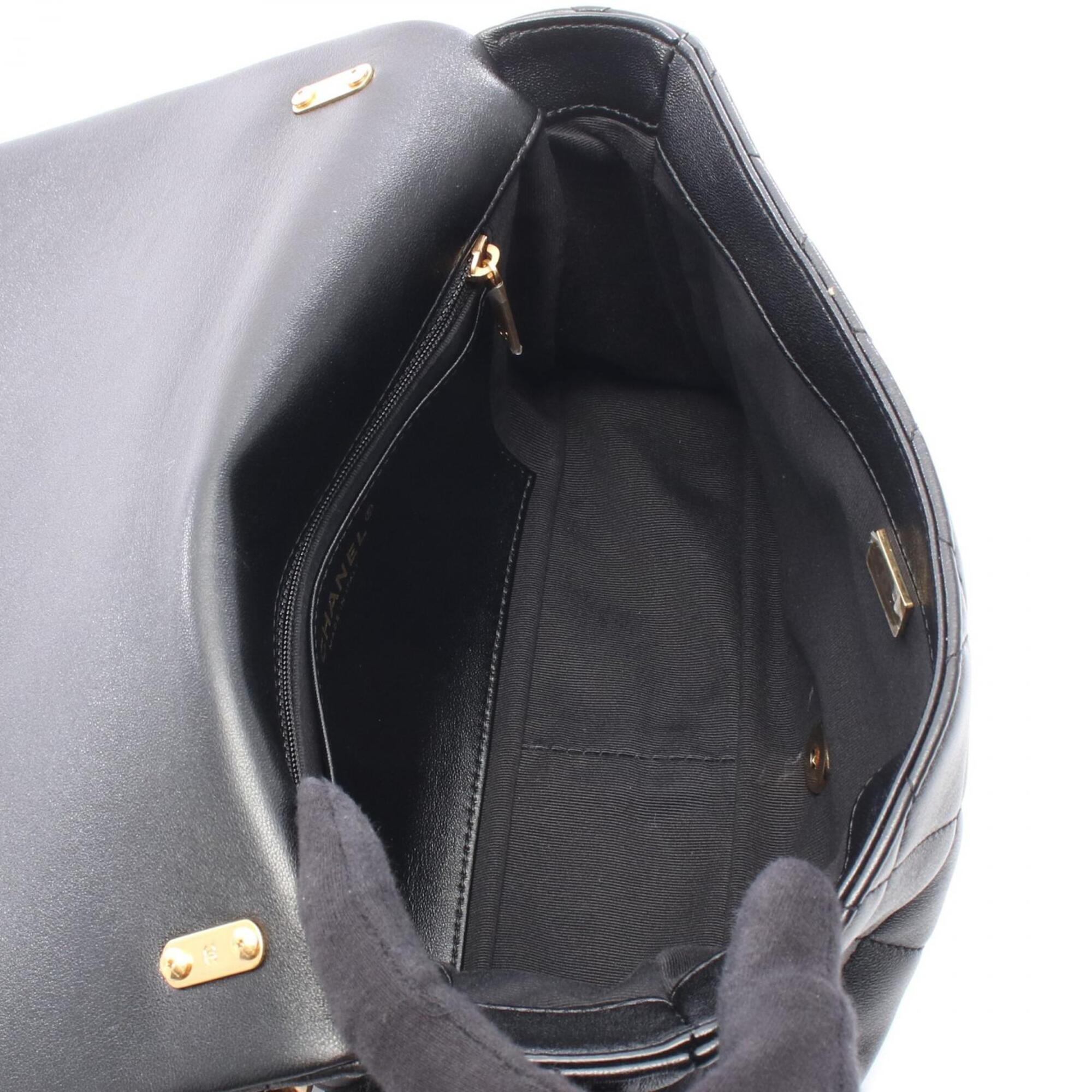 Chanel Black Leather Handbag Shoulder Bag (Pre-Owned)
