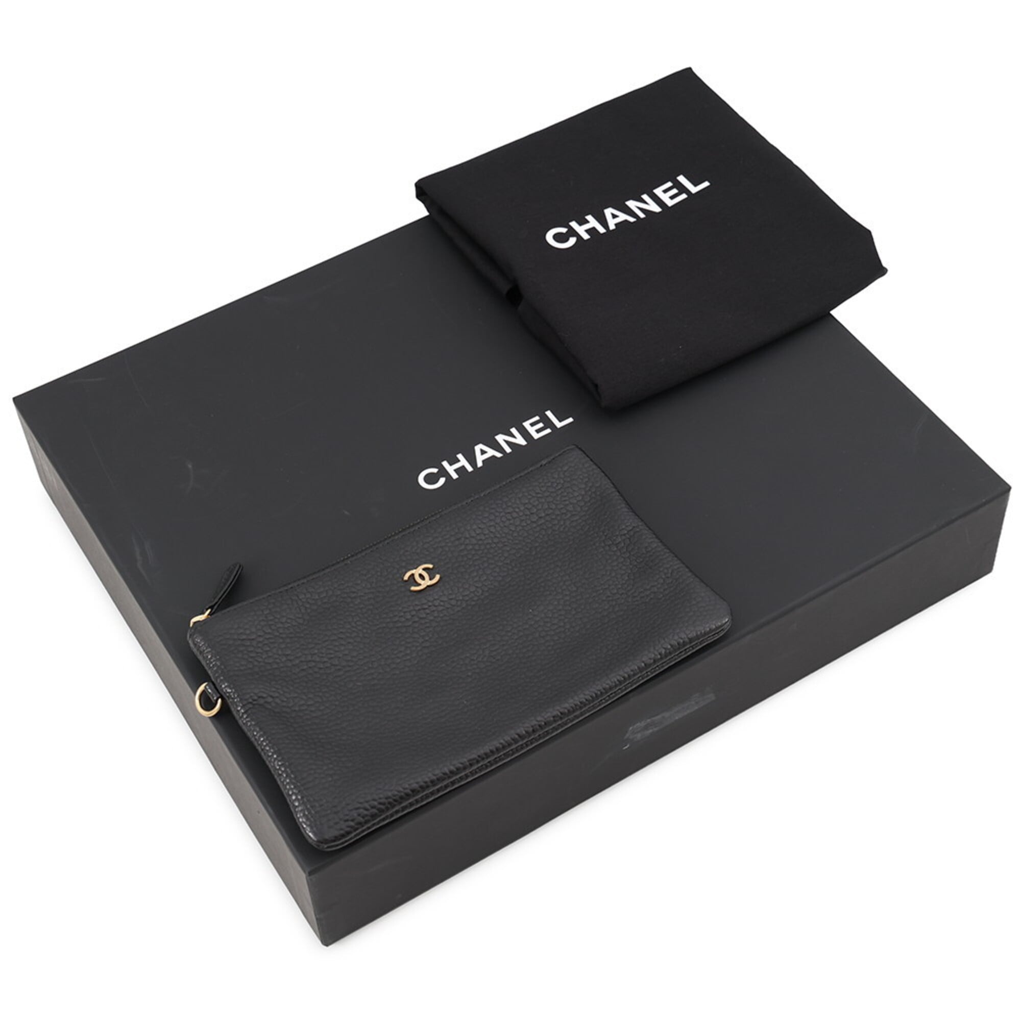 Chanel Matelasse Black Grained Calfskin Handbag (Pre-Owned)