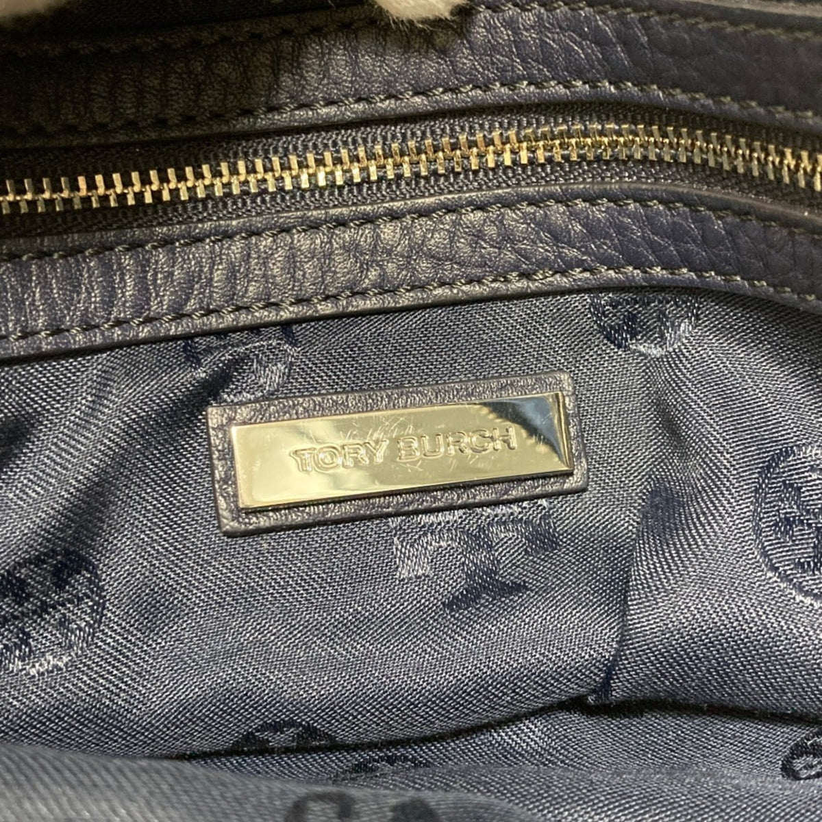 Tory Burch Green Navy Leather Shoulder Bag (Pre-Owned)
