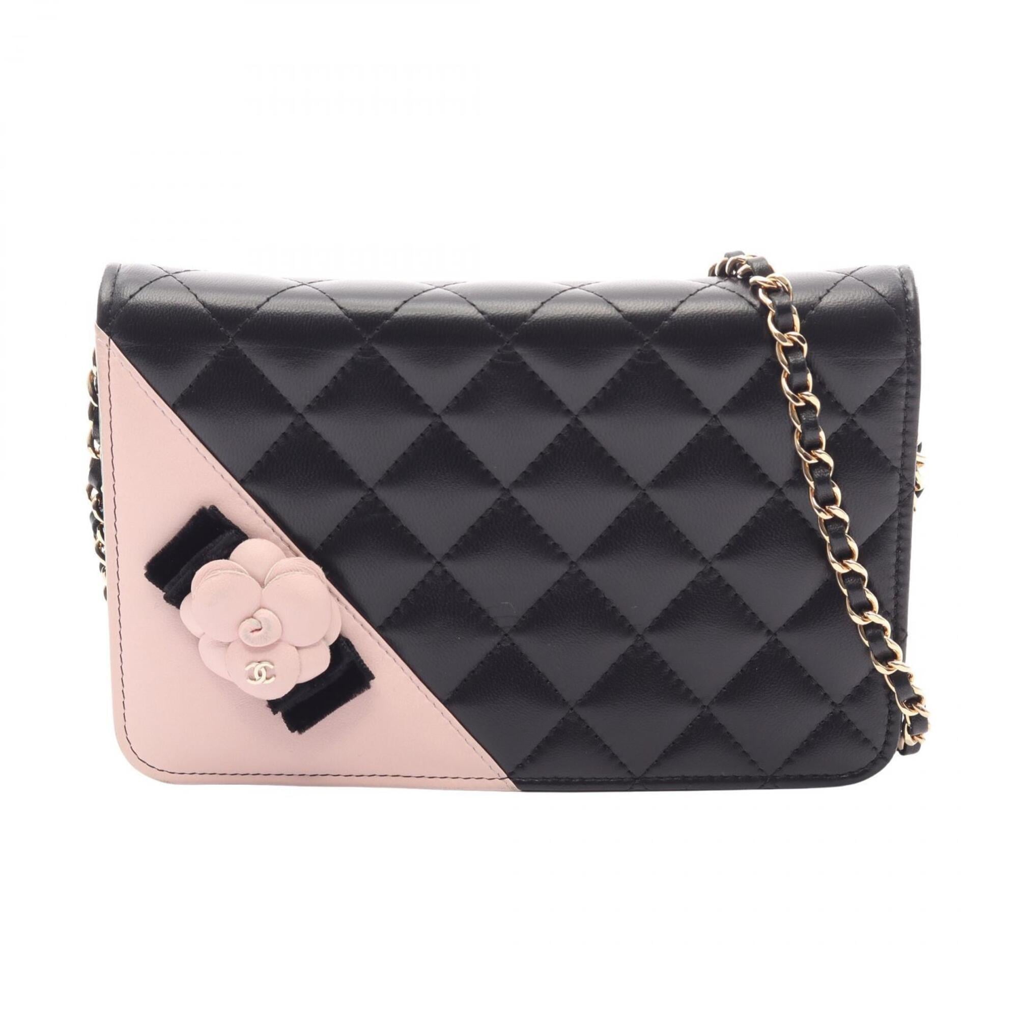 Chanel Black Pink Leather Handbag Shoulder Bag (Pre-Owned)