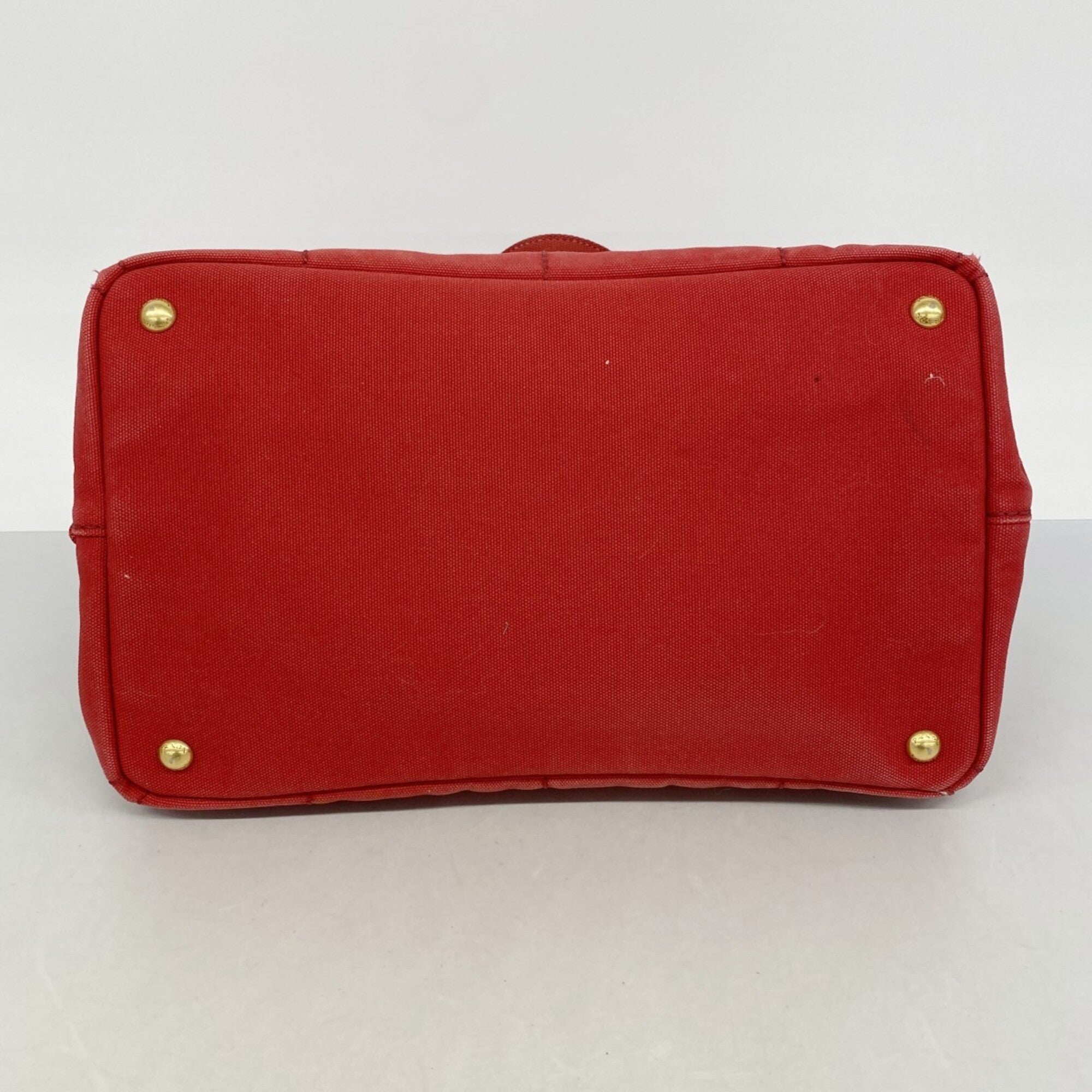 Prada Red Color Canvas Tote Bag (Pre-Owned)