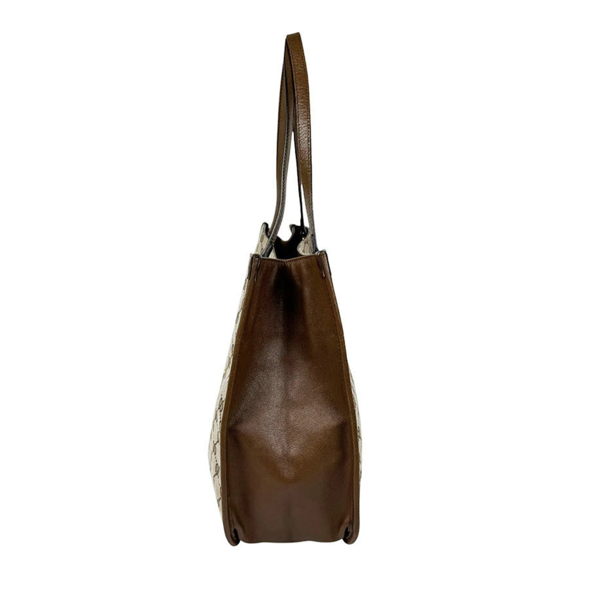 Gucci Brown Gg Canvas Leather Handbag (Pre-Owned)