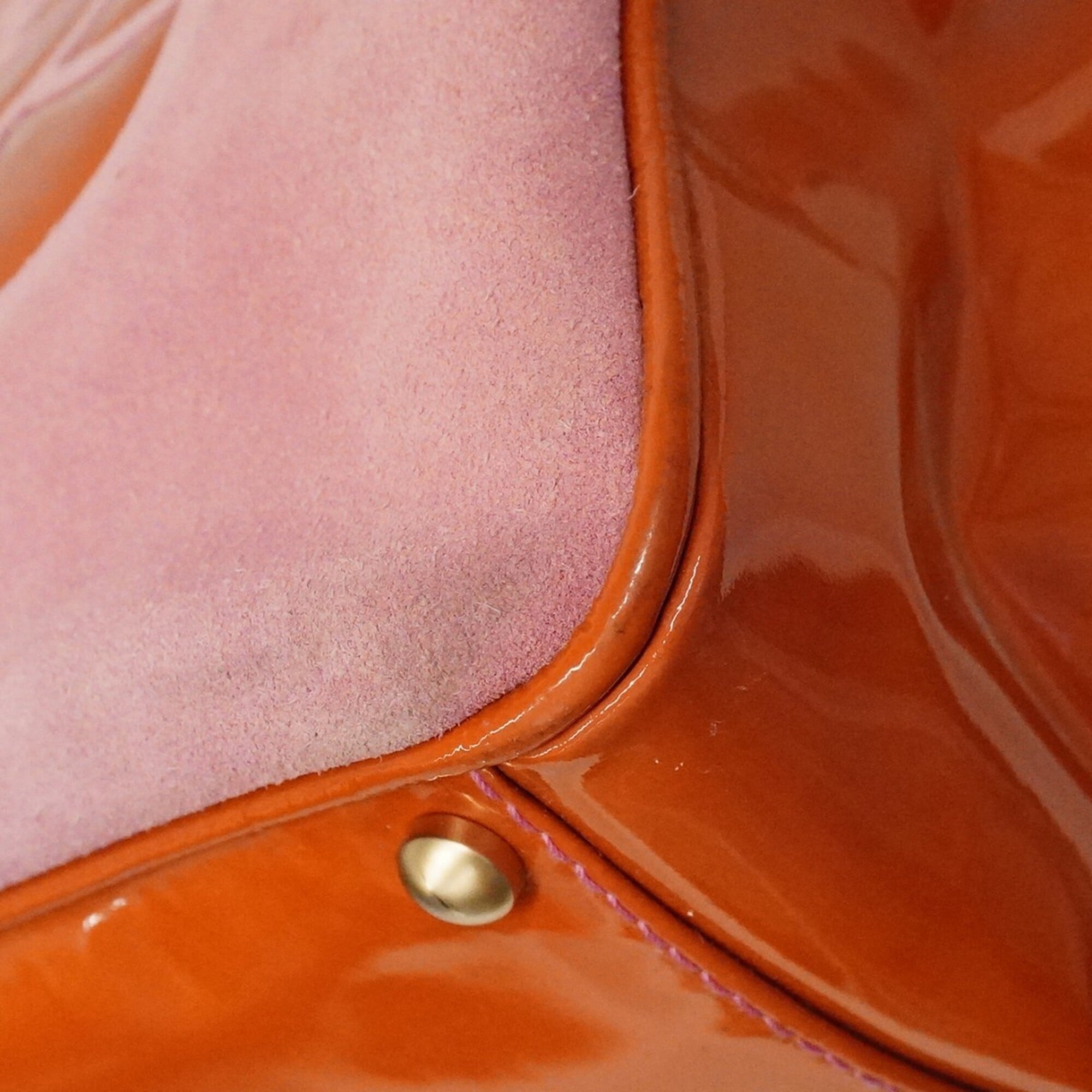 Chanel Orange Pink Suede Patent Leather Tote Bag (Pre-Owned)