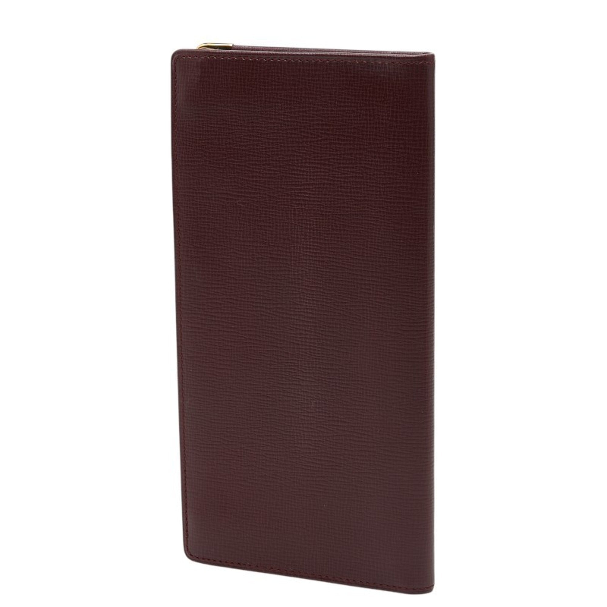 Cartier Must Bordeaux Wine Red Leather Long Wallet (Bi-Fold) (Pre-Owned)