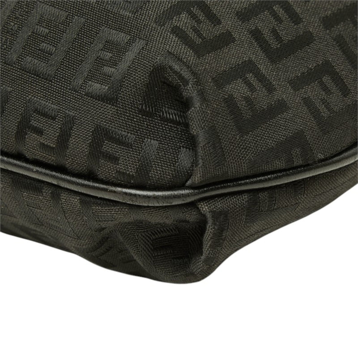 Fendi Black Canvas Leather Jacquard Shoulder Bag (Pre-Owned)