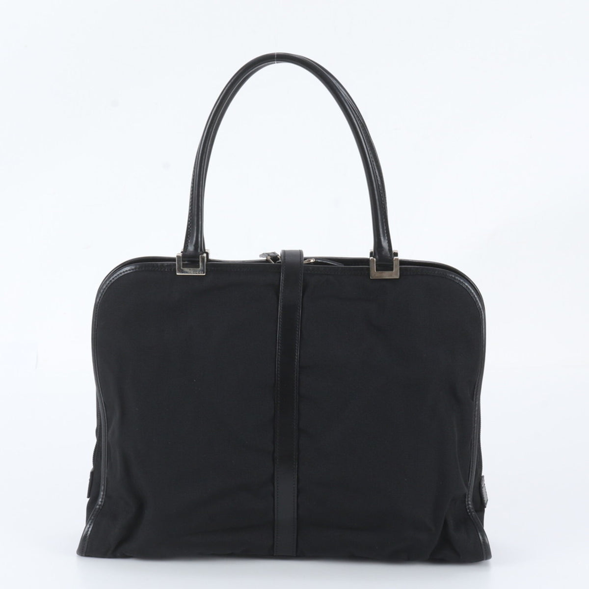 Gucci Black Leather Nylon Handbag Shoulder Bag Tote Bag (Pre-Owned)