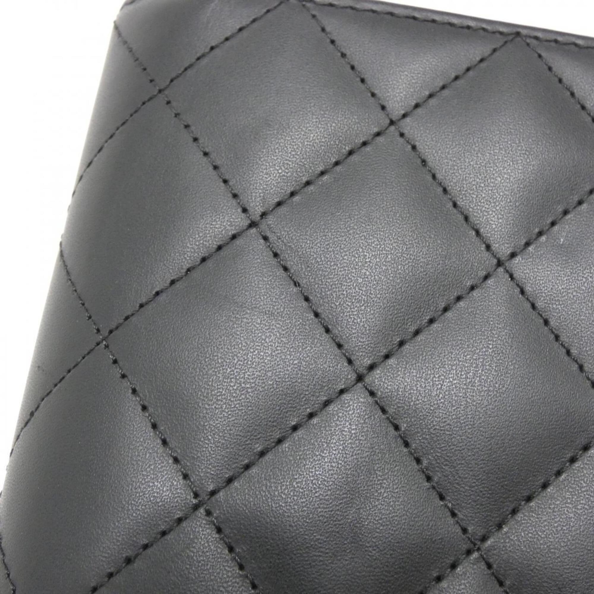 Chanel Black Pink Leather Long Wallet (Bi-Fold) (Pre-Owned)
