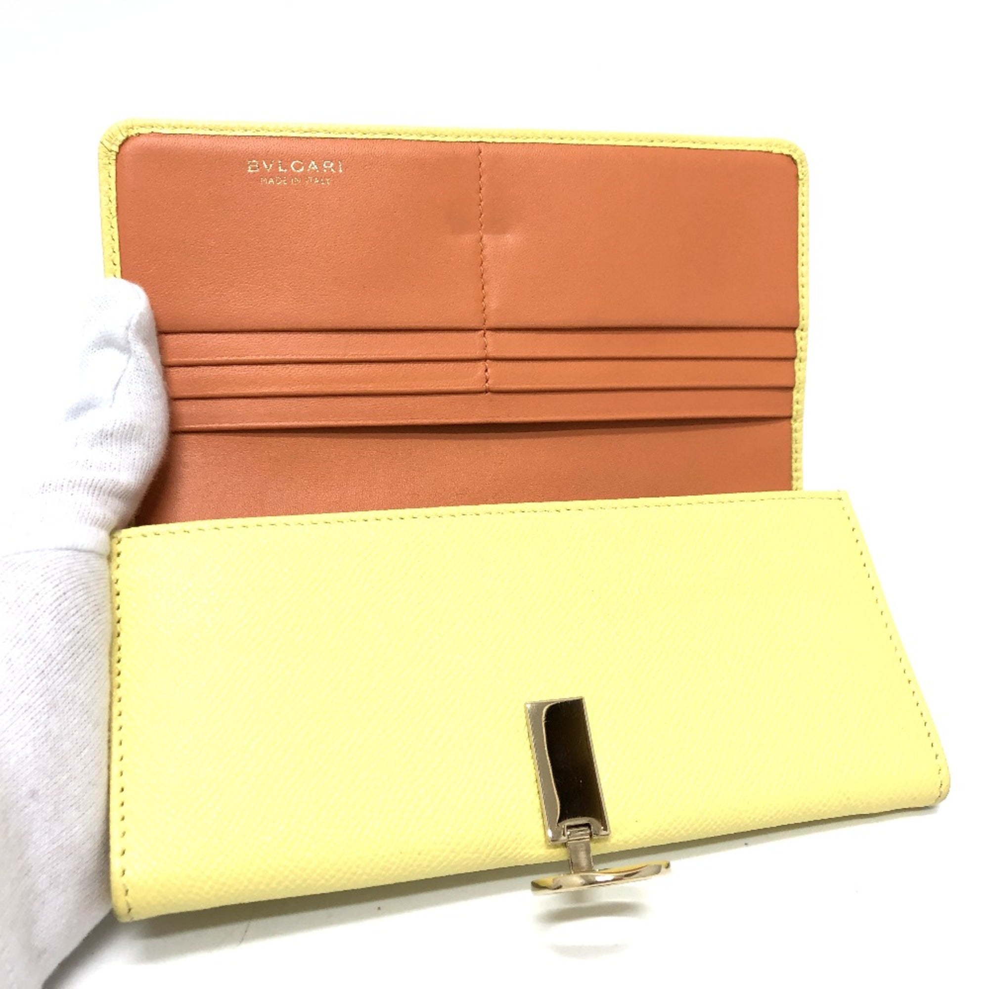 Bvlgari Yellow Leather Long Wallet (Bi-Fold) (Pre-Owned)
