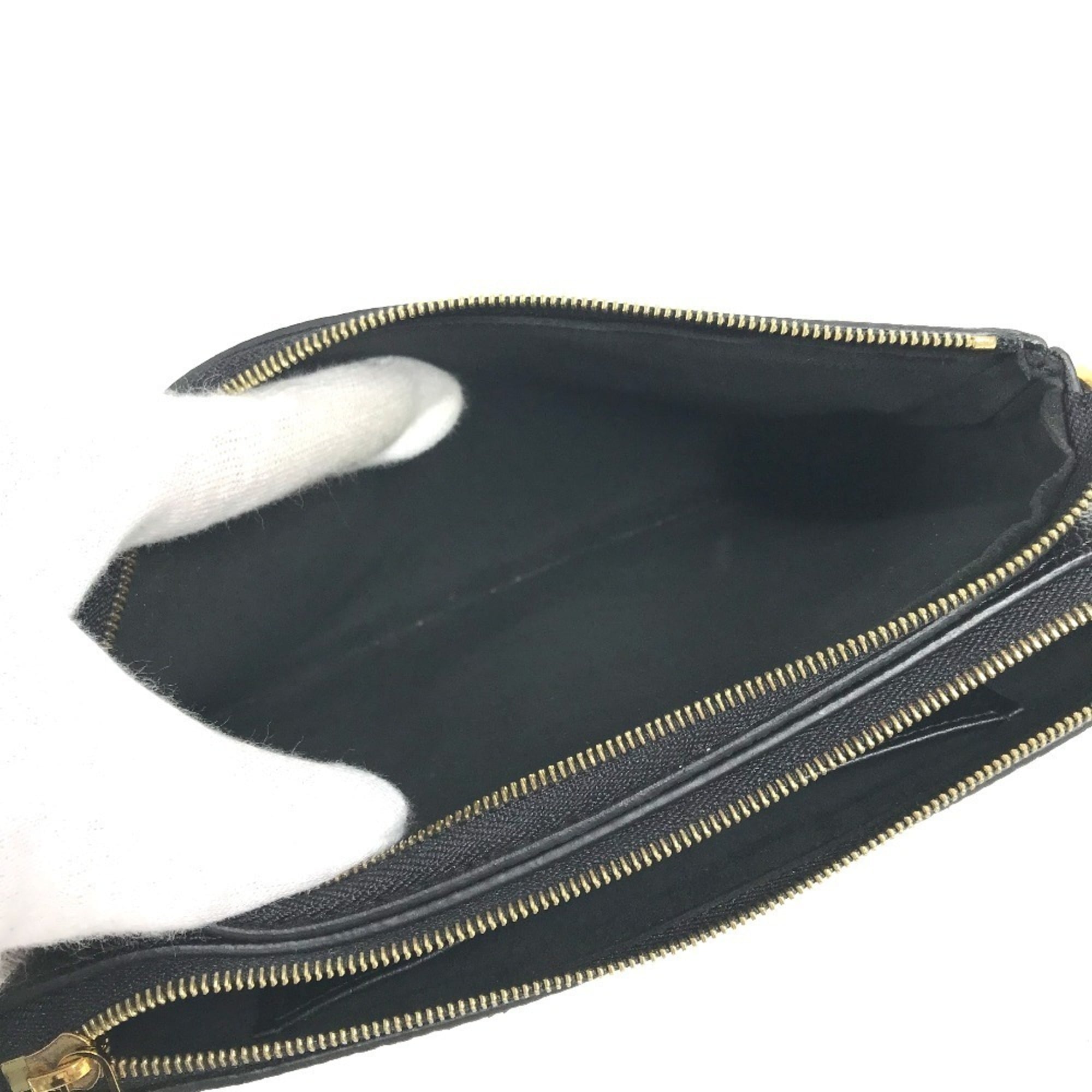 Louis Vuitton Beige Bicolor Black Noir Monogram Empreinte Clutch Bag Pochette Pouch Shoulder Bag (Pre-Owned)