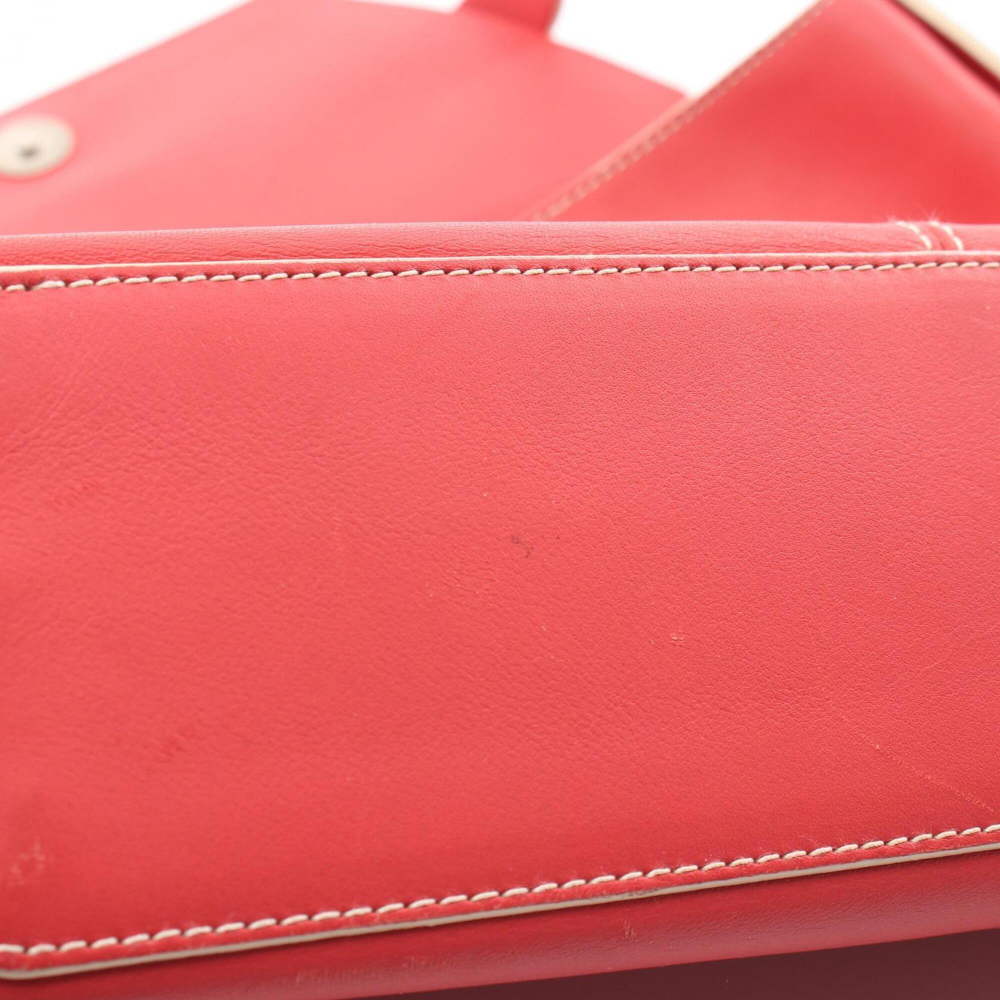 Loewe Red Color Leather Handbag Shoulder Bag (Pre-Owned)