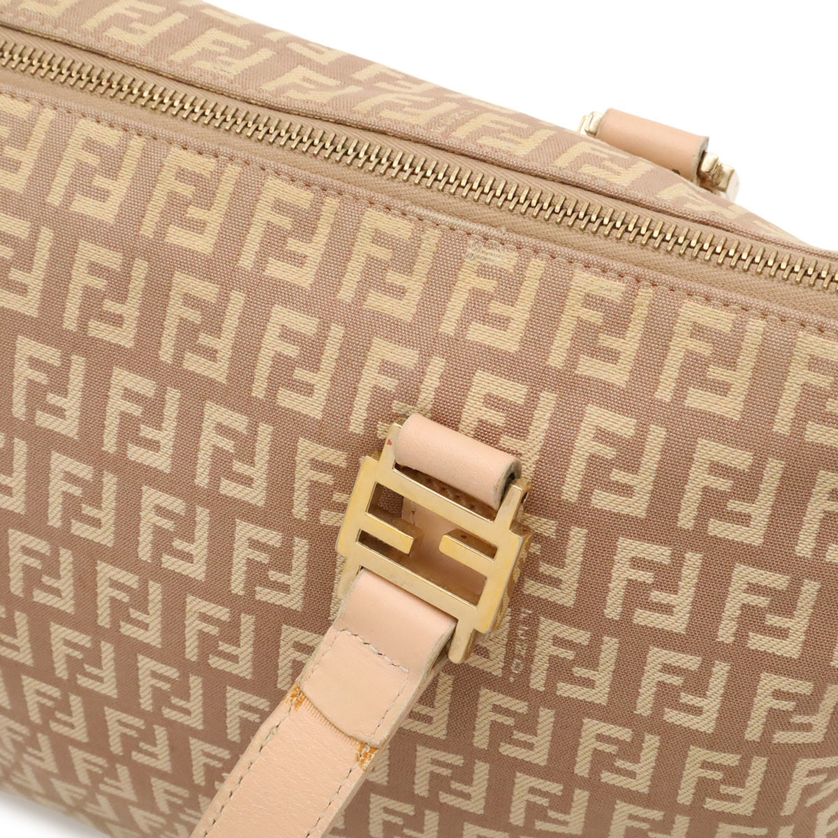 Fendi Zucchino Beige Pink Beige Zucchino Leather Handbag Tote Bag (Pre-Owned)