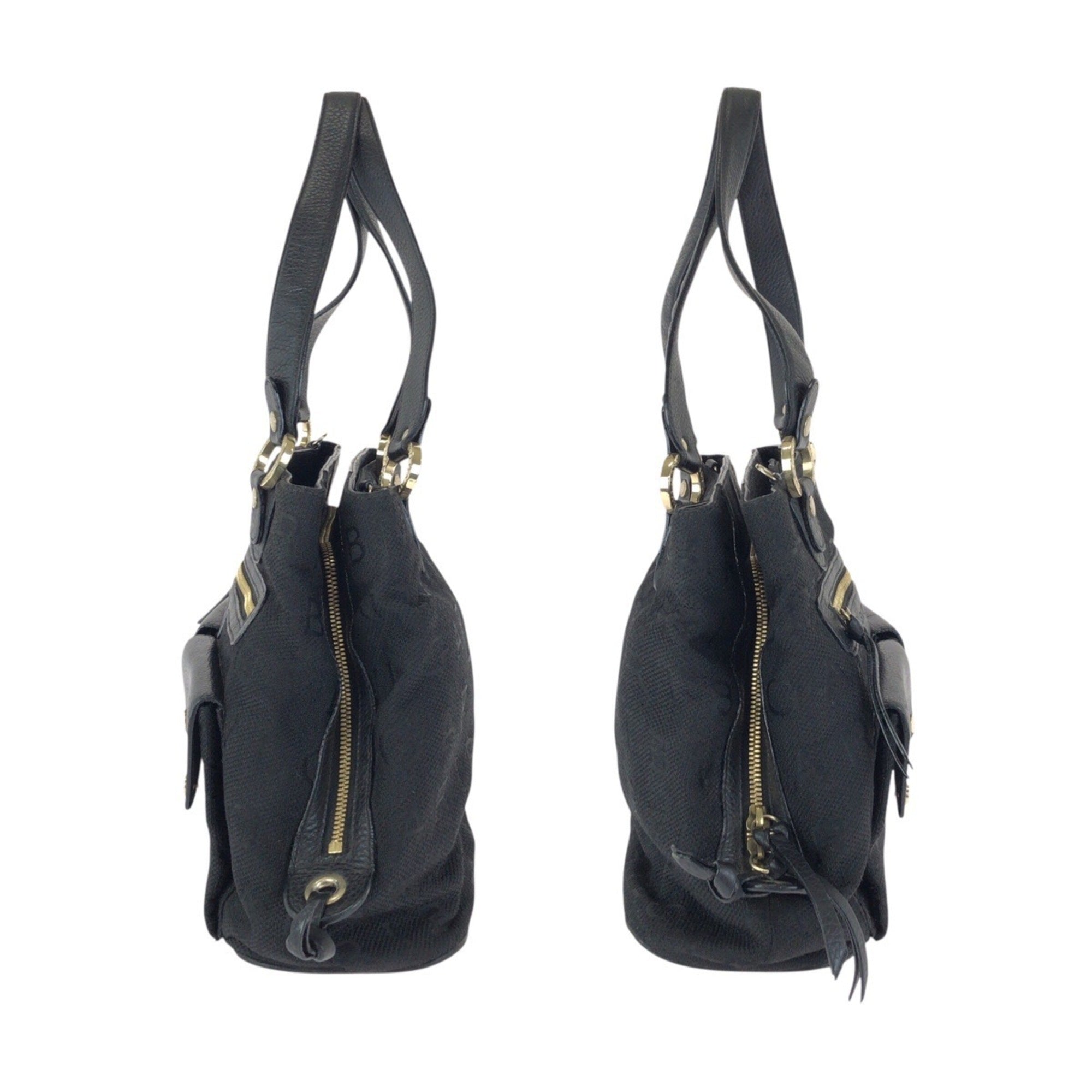 Bvlgari Black Canvas Leather Handbag Tote Bag (Pre-Owned)