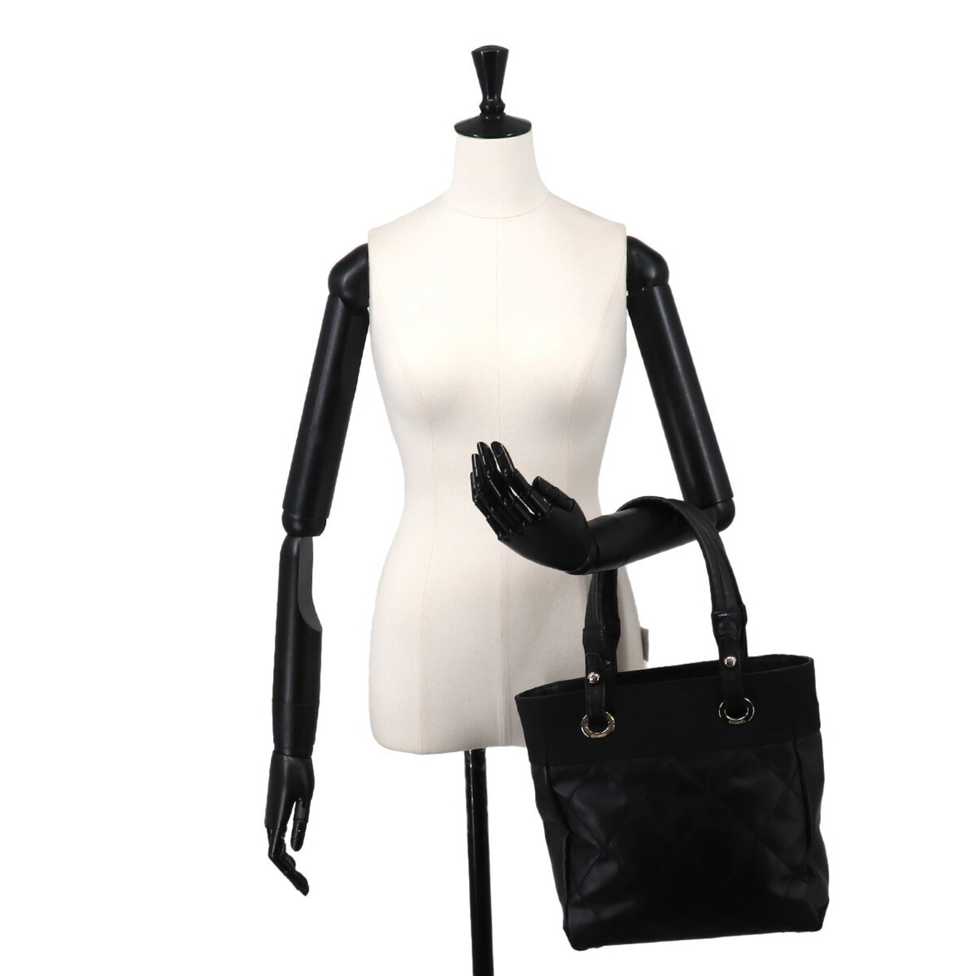 Chanel Black Synthetic Leather Handbag Tote Bag (Pre-Owned)