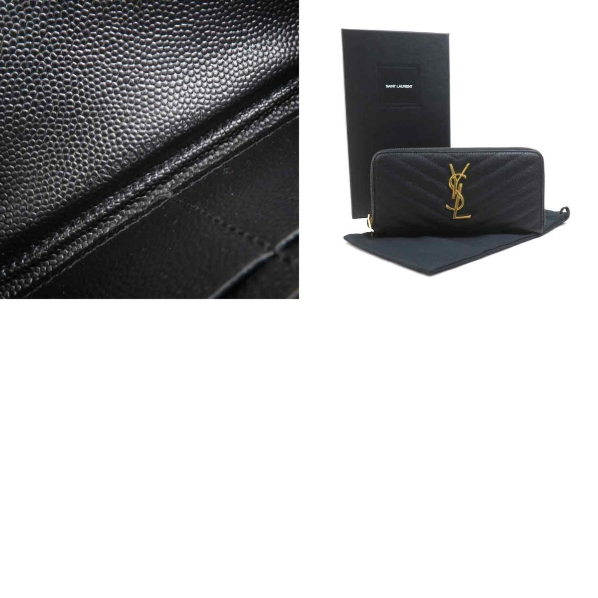 Saint Laurent Black Leather Long Wallet (Bi-Fold) (Pre-Owned)