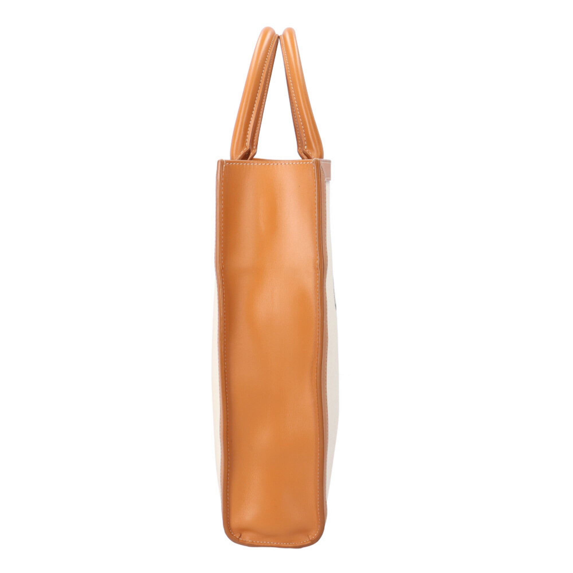 Celine Cabas White Canvas Leather Handbag Shoulder Bag (Pre-Owned)