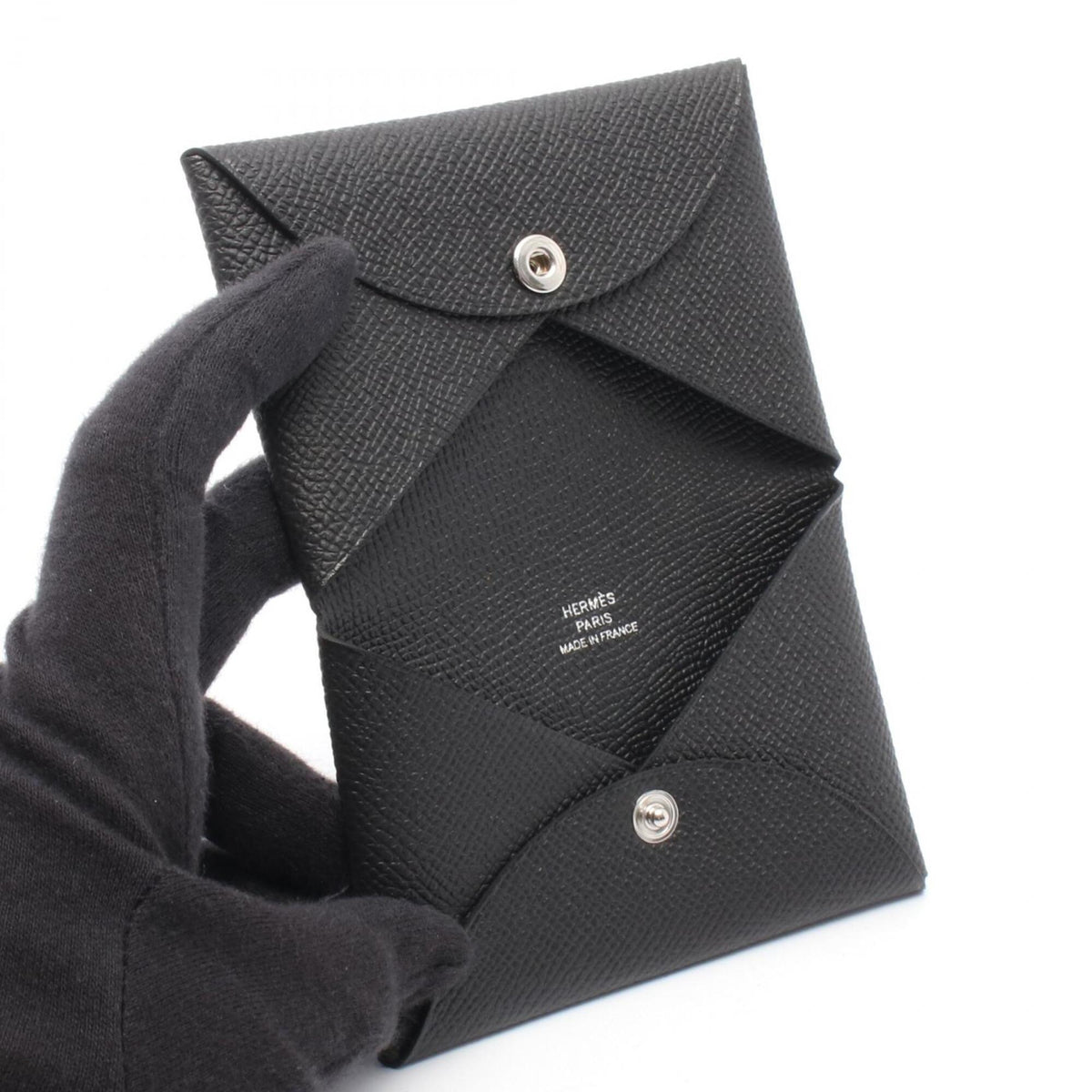 Hermes Black Epsom Leather Leather Coin Purse/Coin Case (Pre-Owned)
