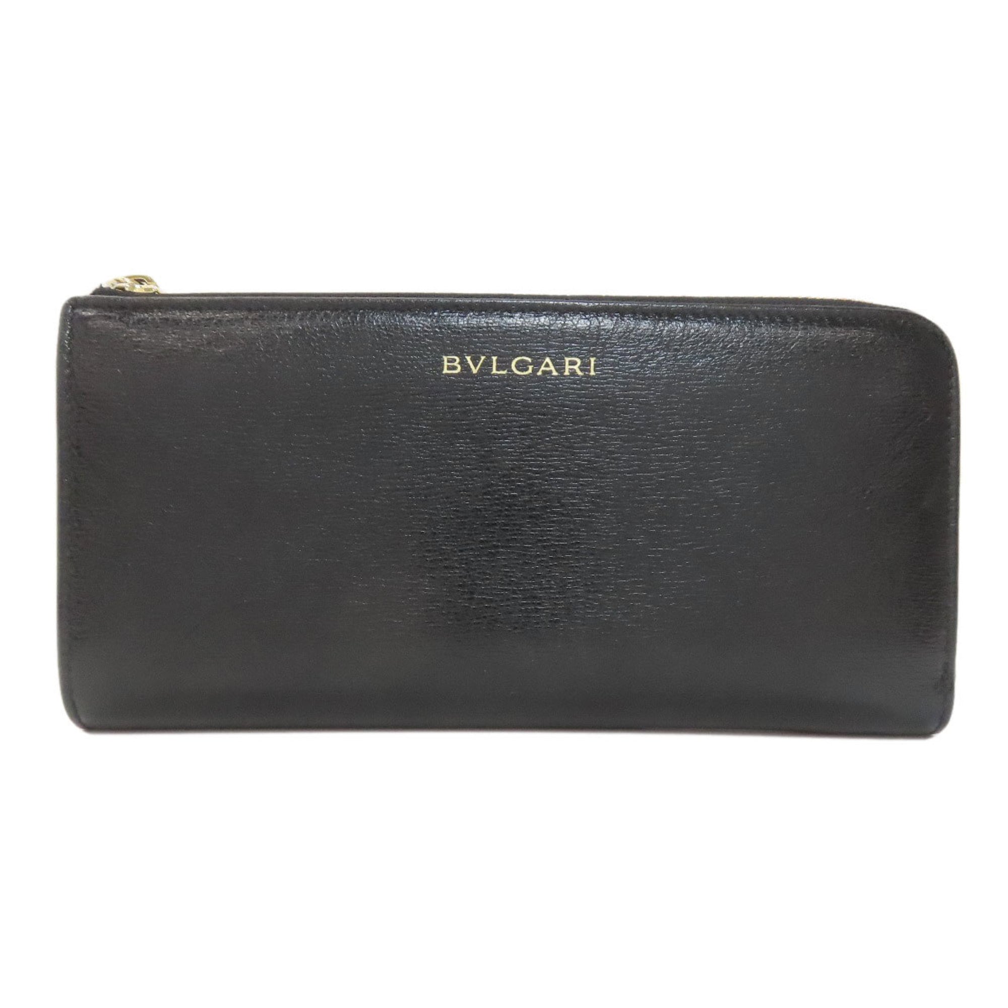 Bvlgari Black Leather Long Wallet (Bi-Fold) (Pre-Owned)