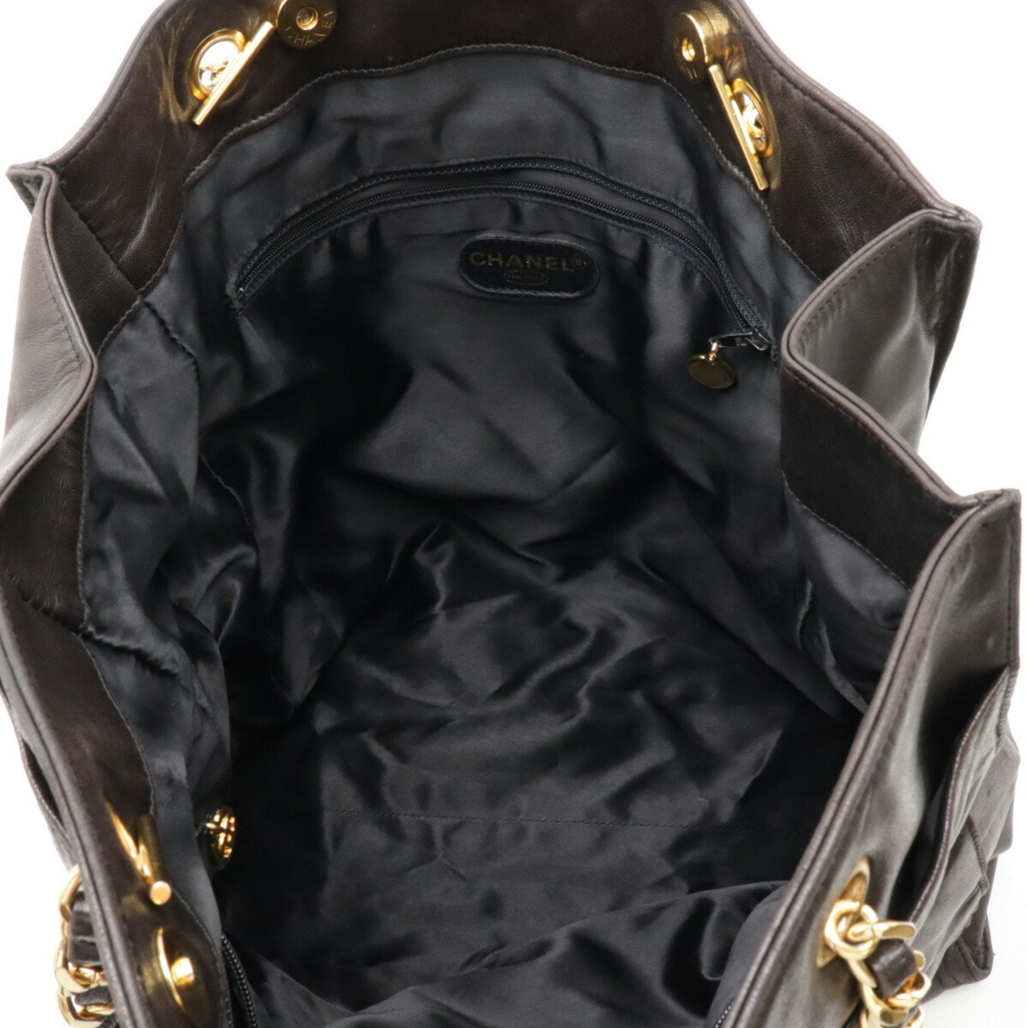 Chanel Black Leather Shoulder Bag Tote Bag (Pre-Owned)