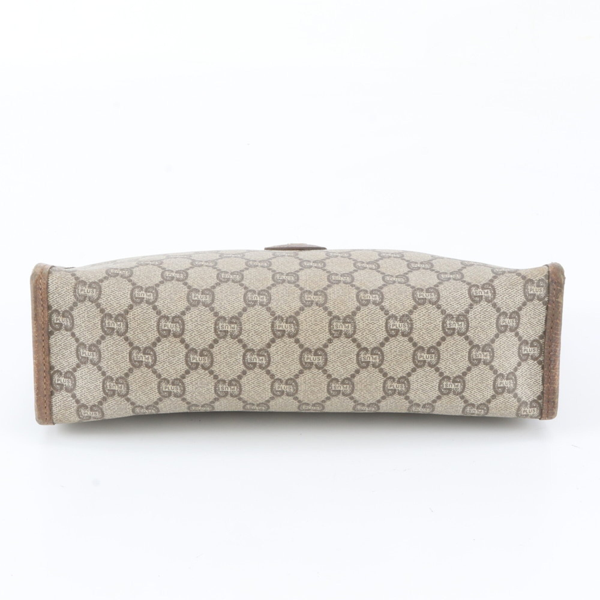 Gucci Brown Leather Coated Canvas Clutch Bag Pouch (Pre-Owned)