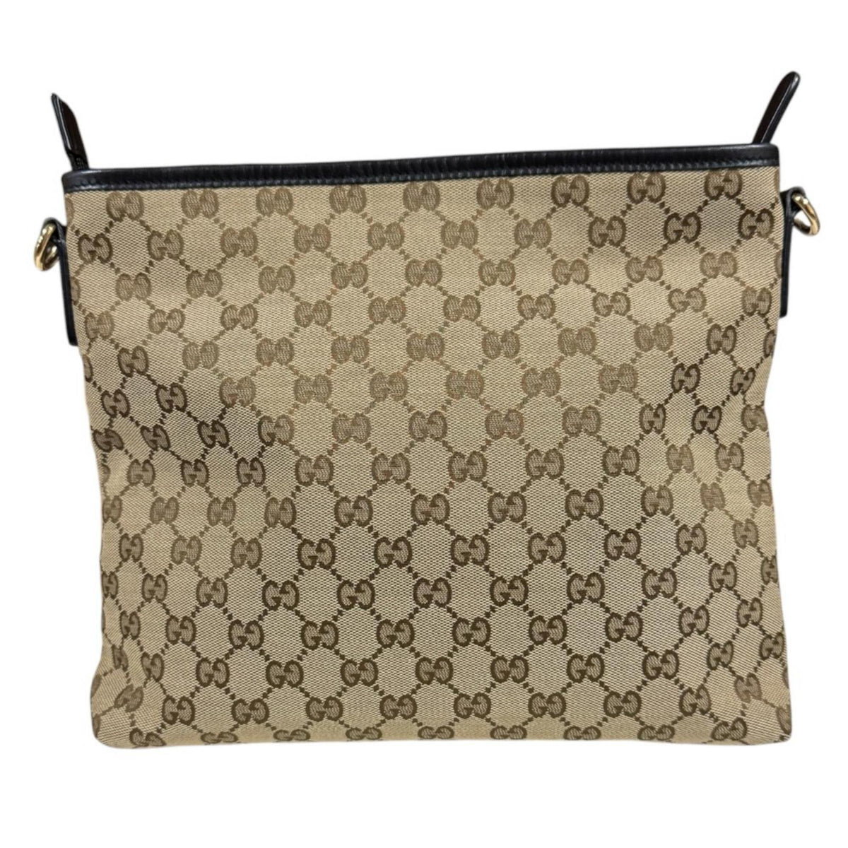 Gucci Black Brown Gg Canvas Leather Shoulder Bag (Pre-Owned)
