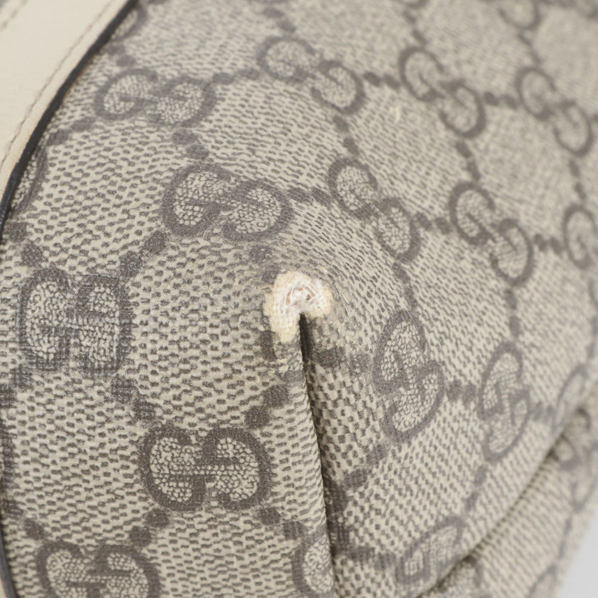 Gucci Beige Leather Coated Canvas Handbag Tote Bag (Pre-Owned)