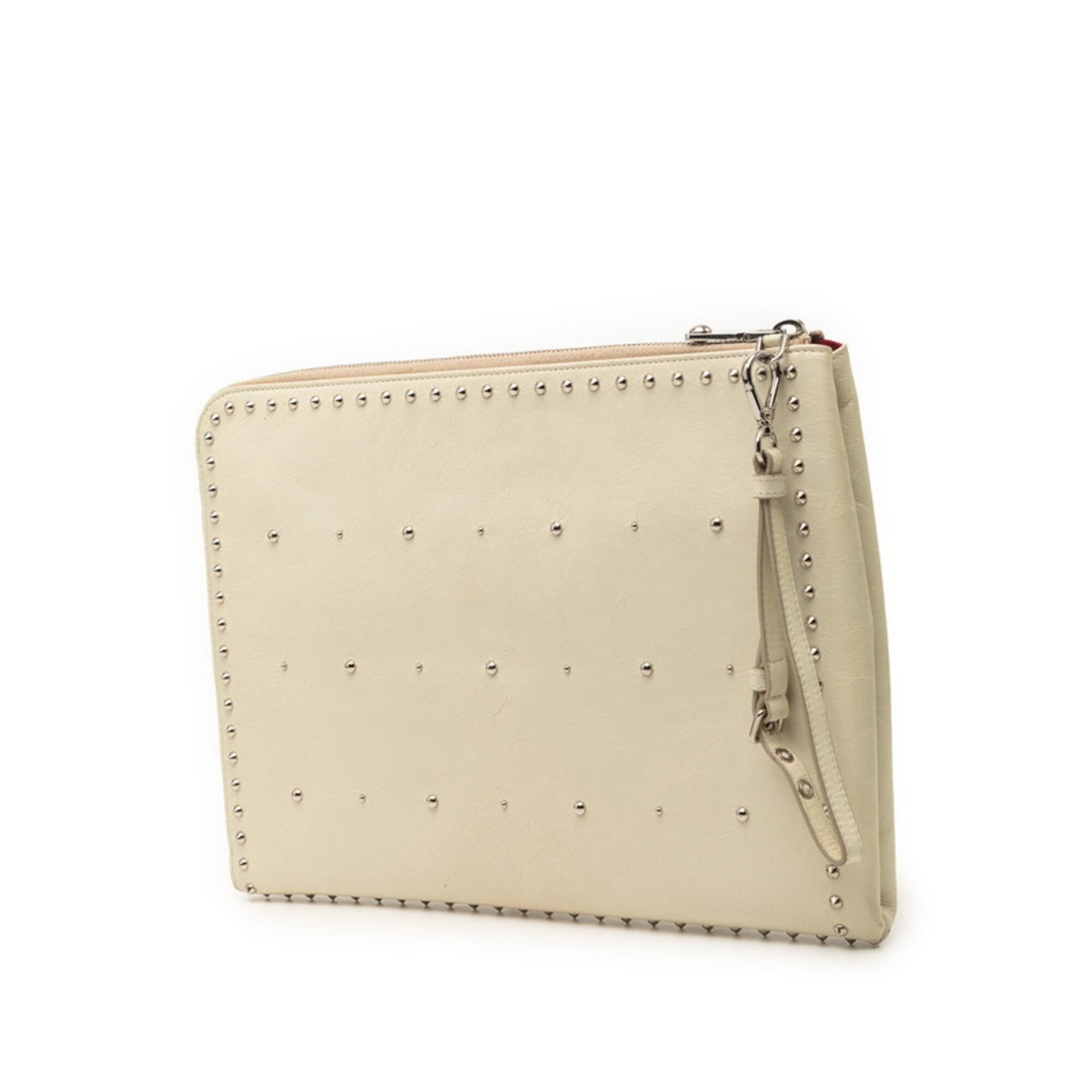 Miu Miu Ivory White Leather Rhinestone Clutch Bag (Pre-Owned)