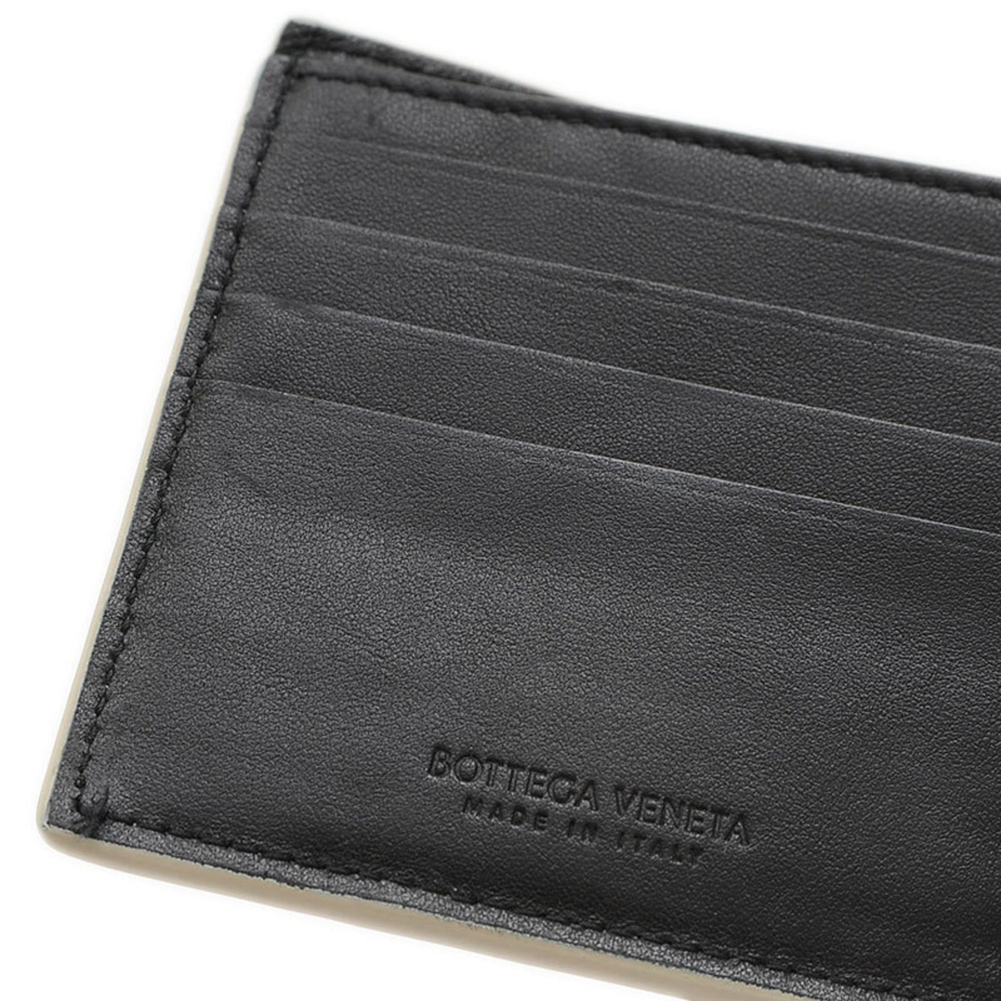 Bottega Veneta Black Ivory Intrecciato Wallet (Bi-Fold) (Pre-Owned)