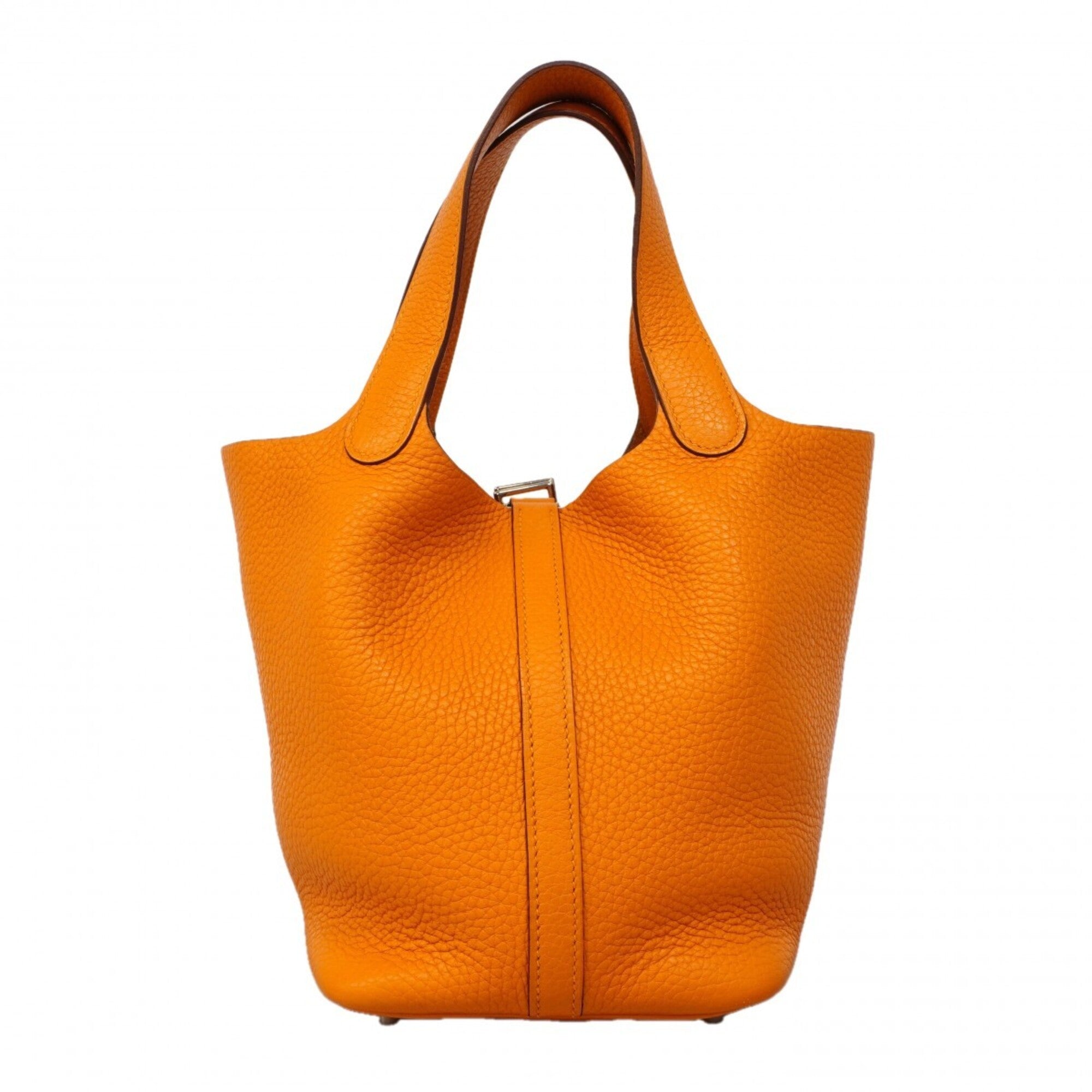 Hermes Orange Taurillon Clemence Leather Handbag (Pre-Owned)